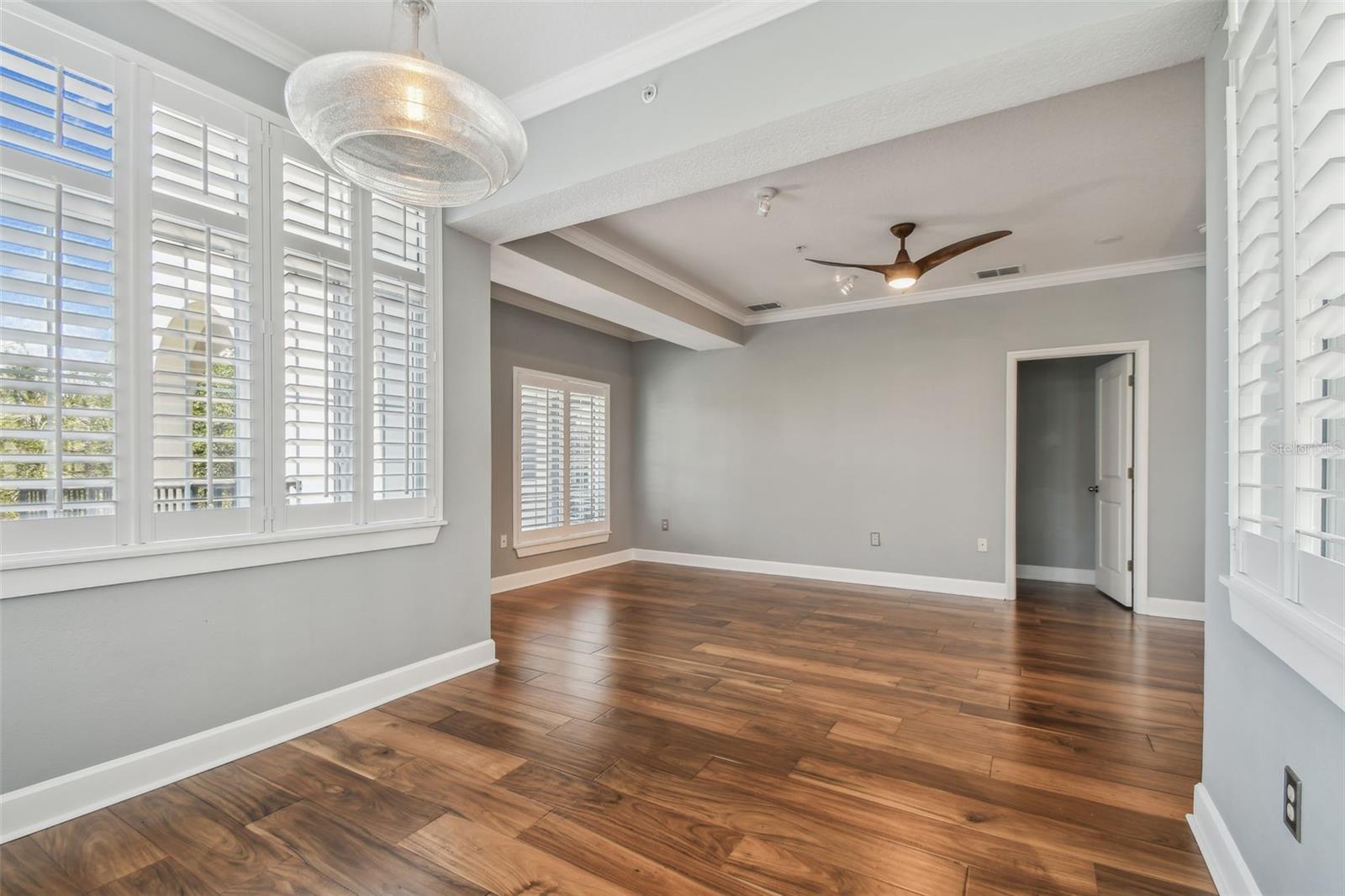 View from dining room into living room.