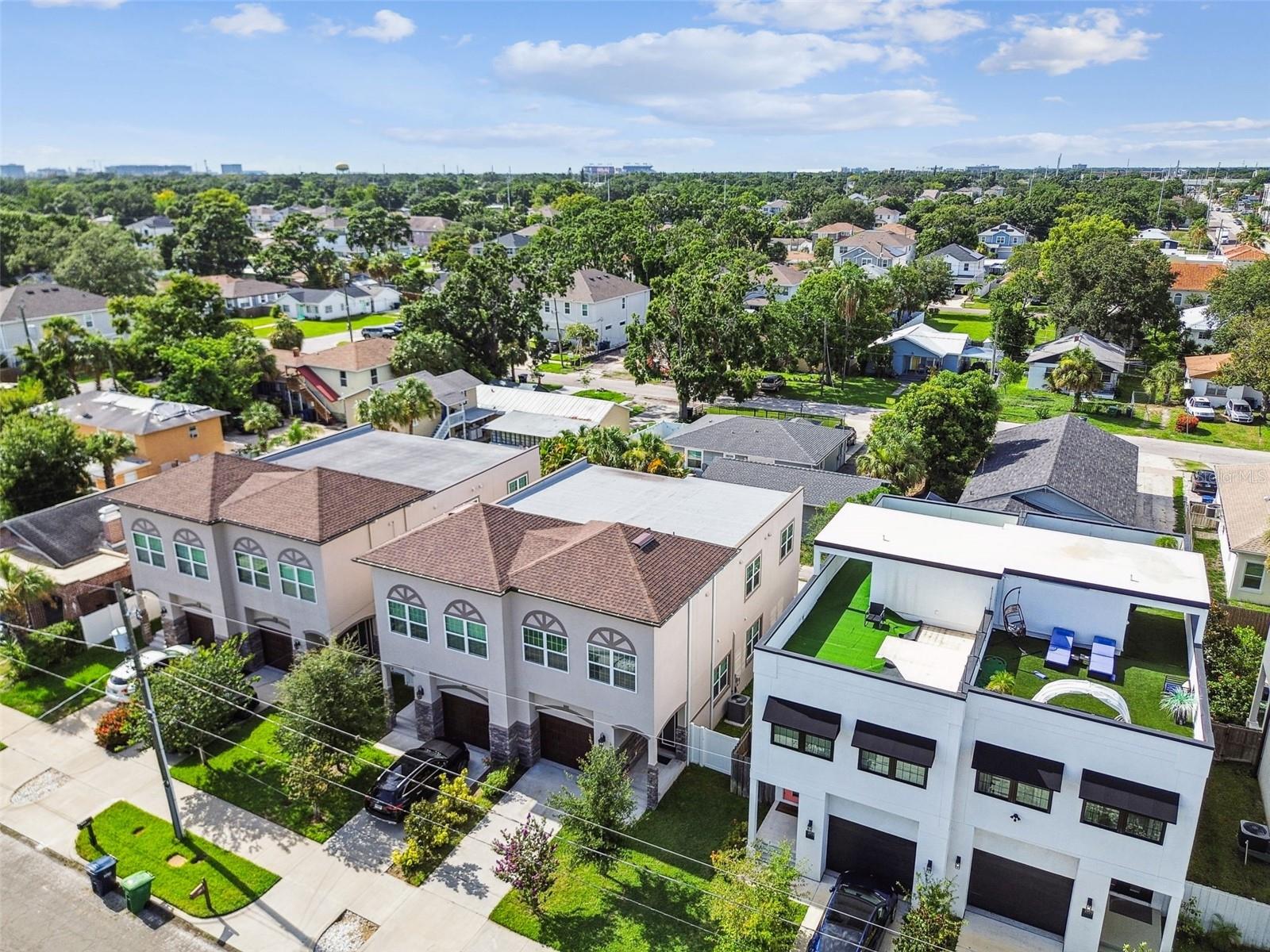 Aerial view of neighborhood