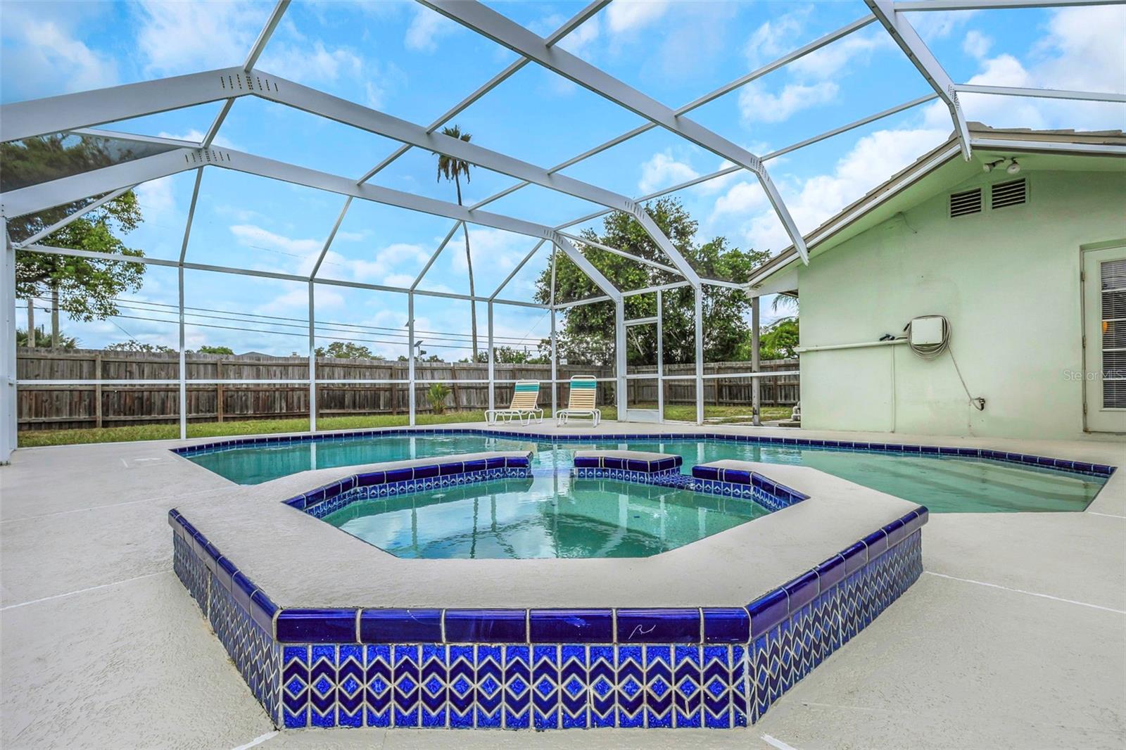 Screen enclosed pool with jacuzzi