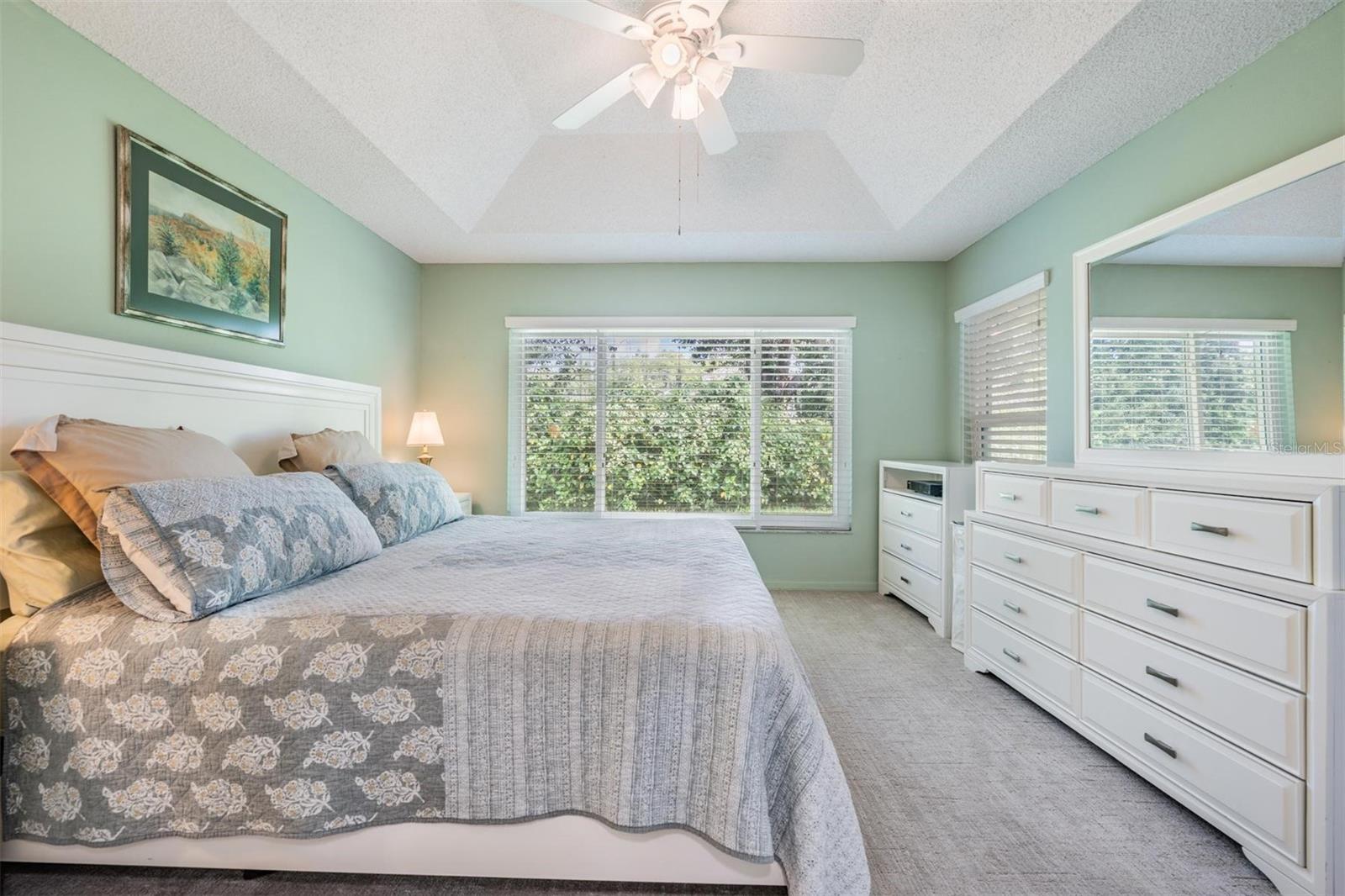Master bedroom with trey ceiling