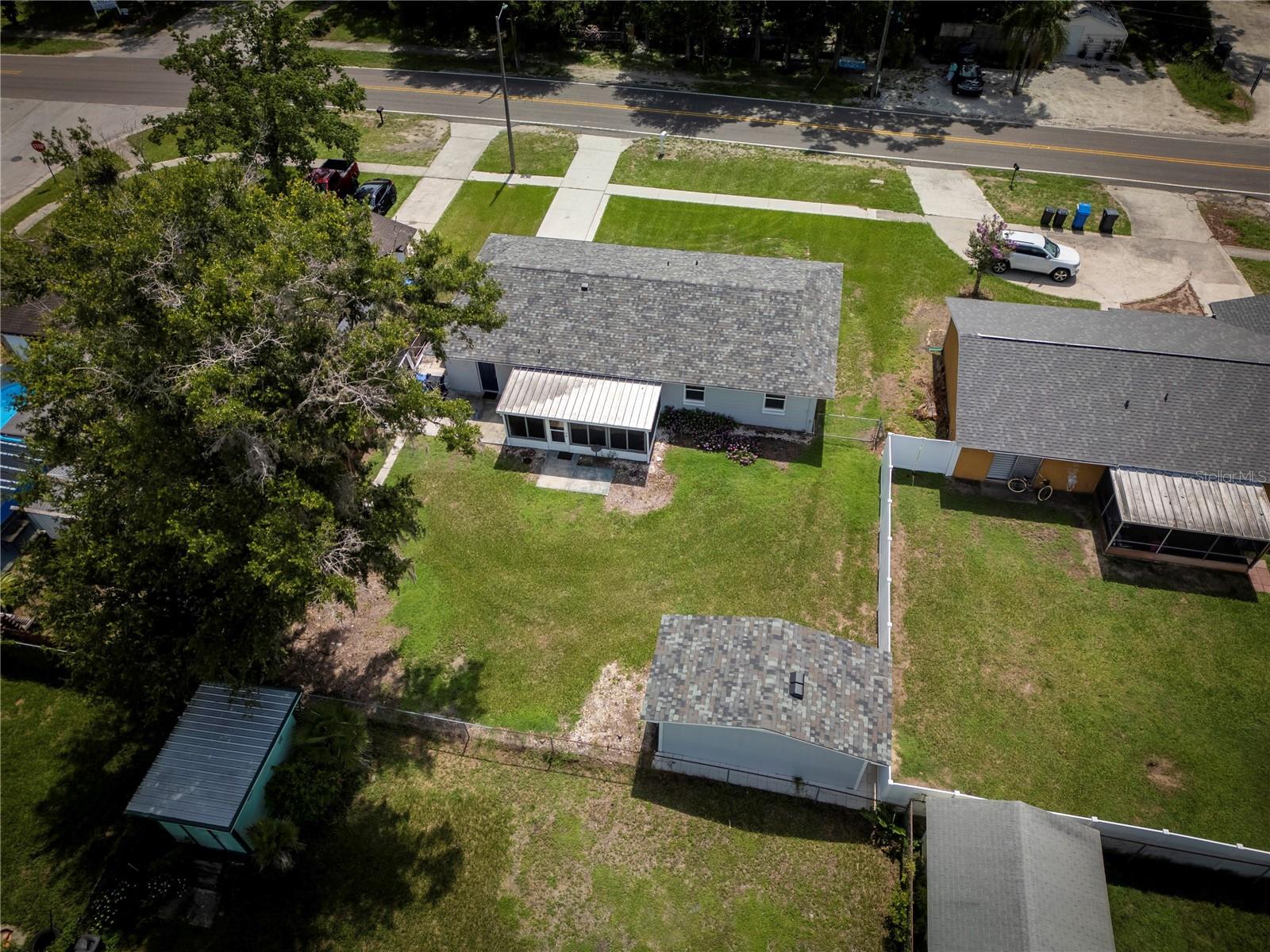 Aerial Backyard View Zoomed Out