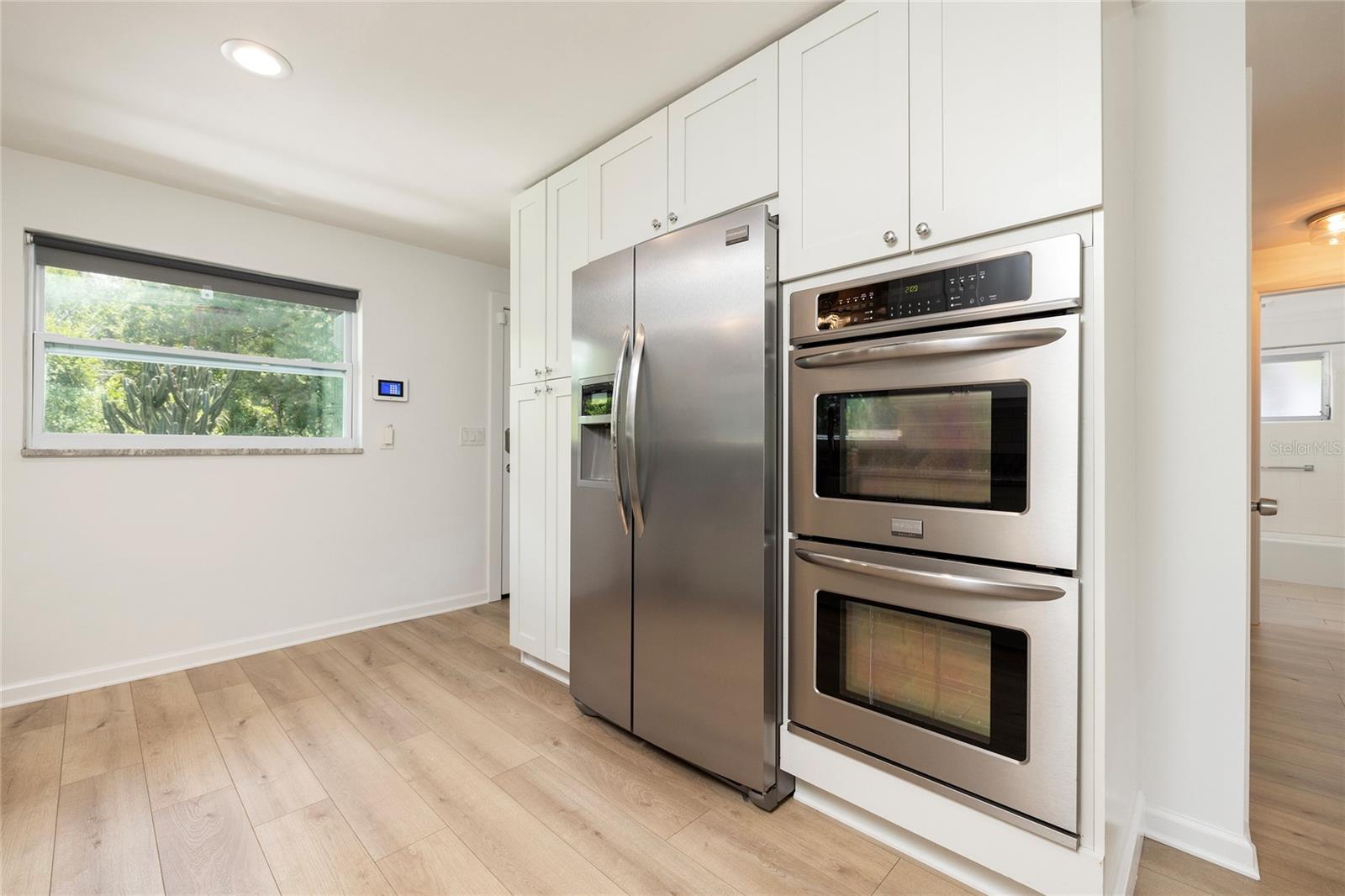 Stainless refrigerator and double ovens
