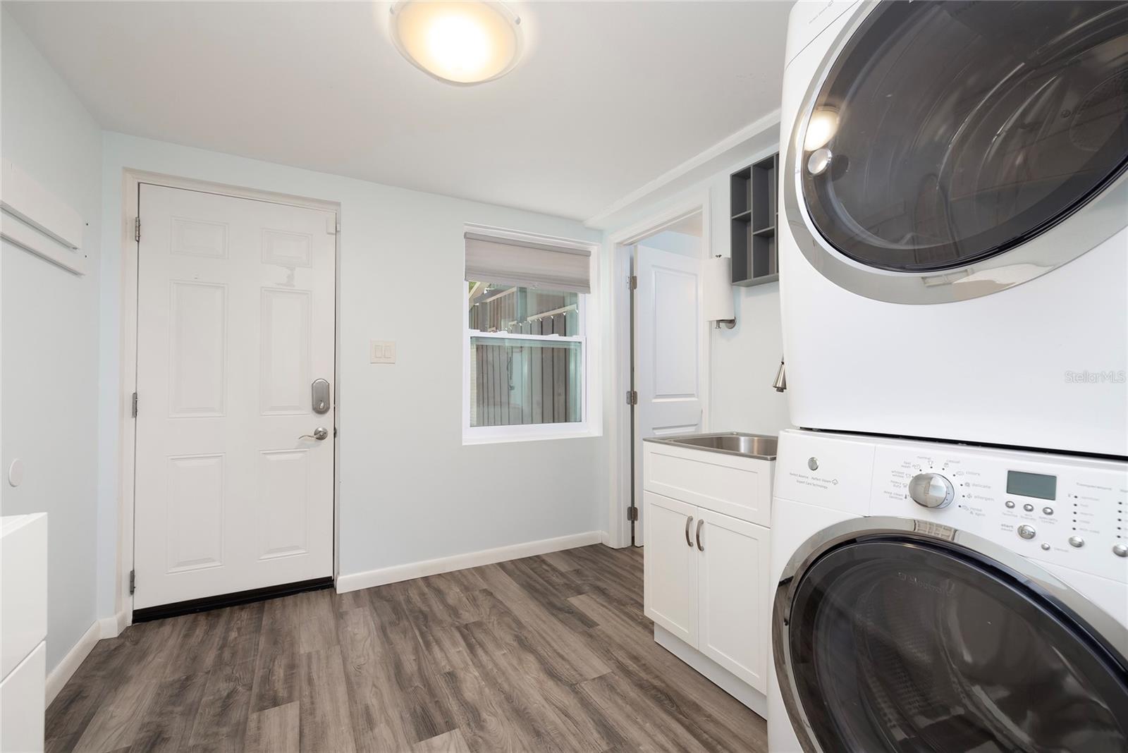 Laundry and exit to outdoors