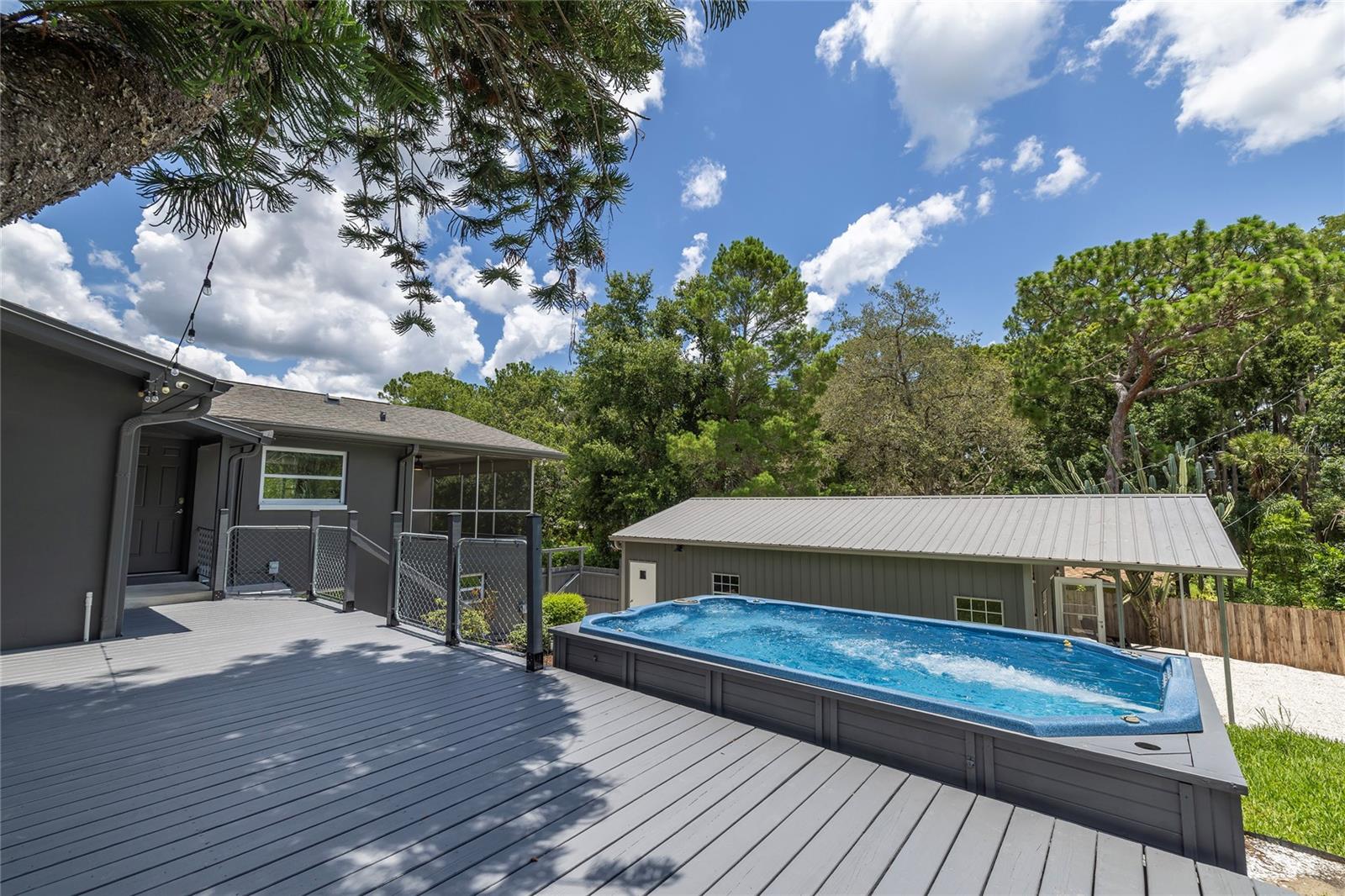 Outside patio with Swim Spa