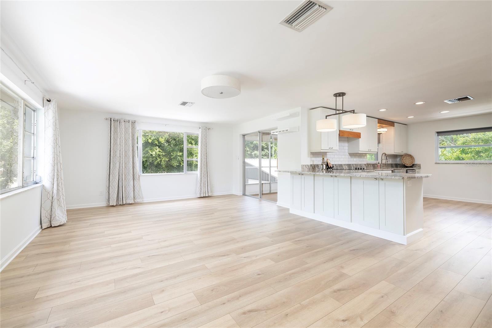 Great Room open to the Kitchen and patio access