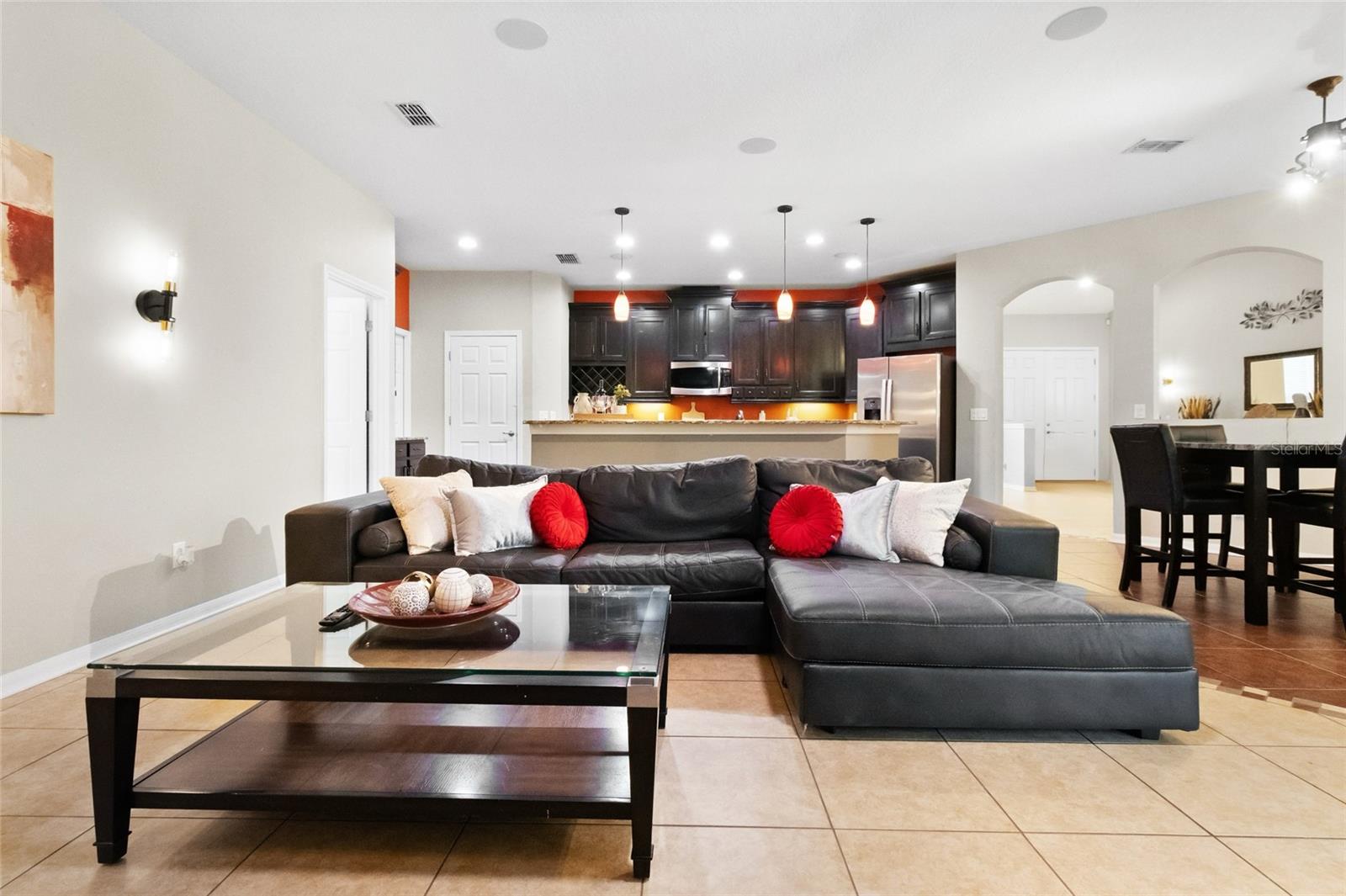 Large Open Floor Plan. Note the speakers in the ceiling which is part of a whole house system. Pretty as a picture!