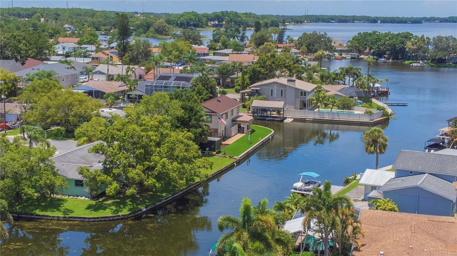 Aerial view facing Lake Tarpon (property at bottom left corner).