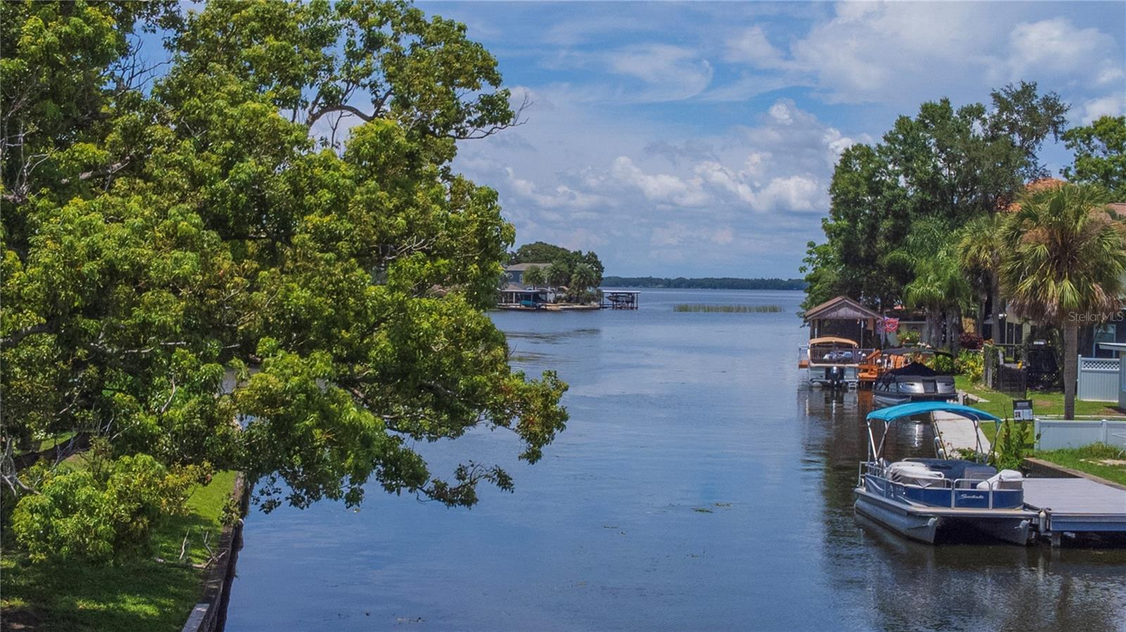 Aerial view of the canal facing Lake Tarpon.