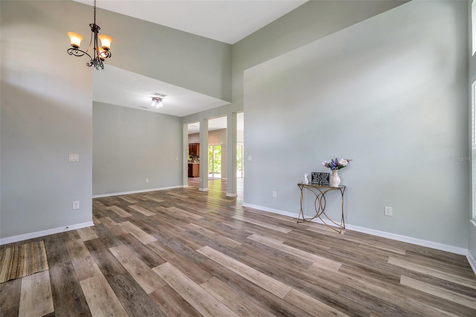 View of the open living & dining rooms