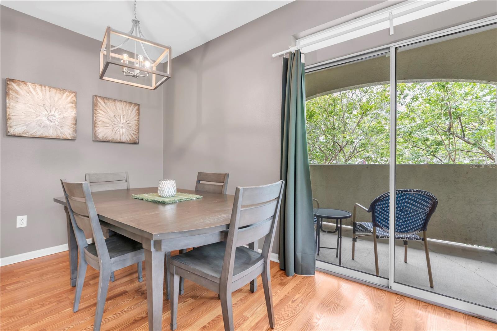 Dining area with view of patio