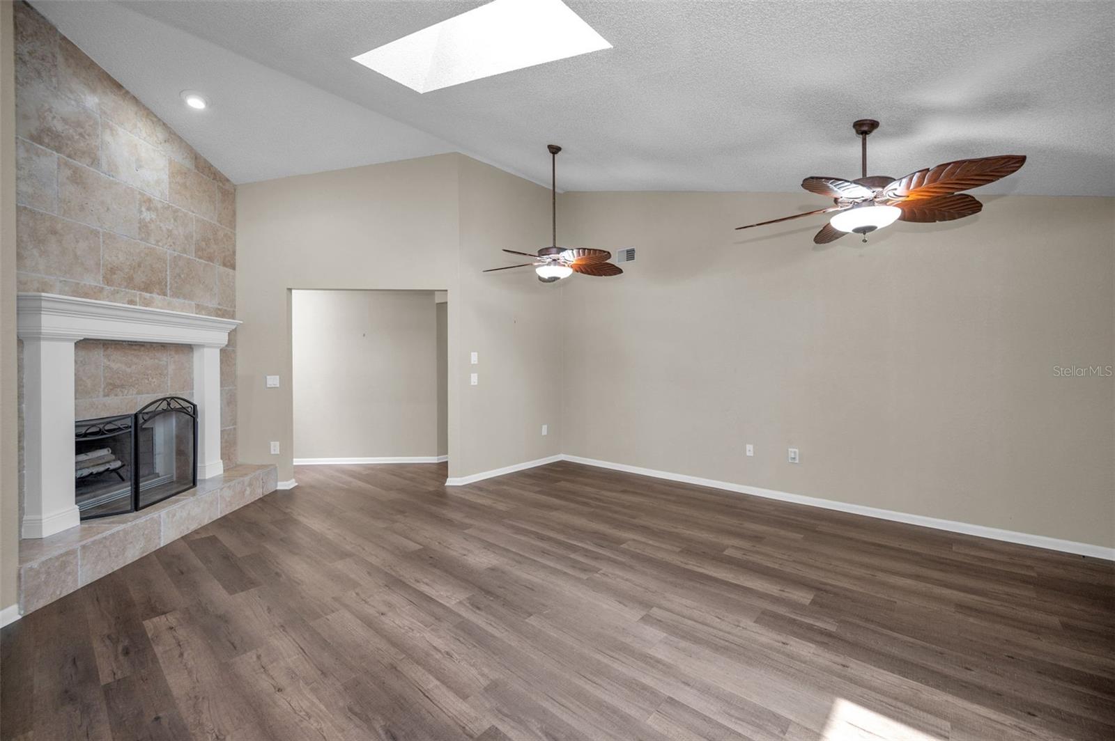 Family Room with wood burning fireplace