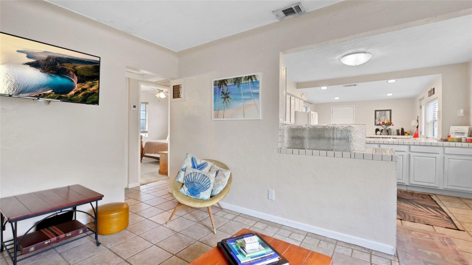 Living room open to kitchen