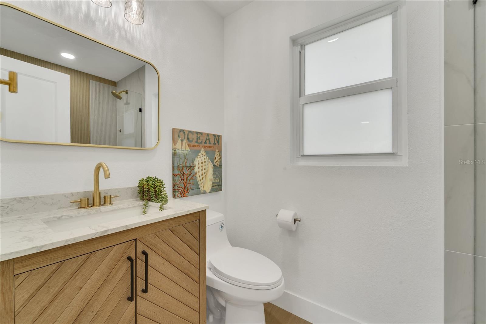 Primary bathroom with walk in shower