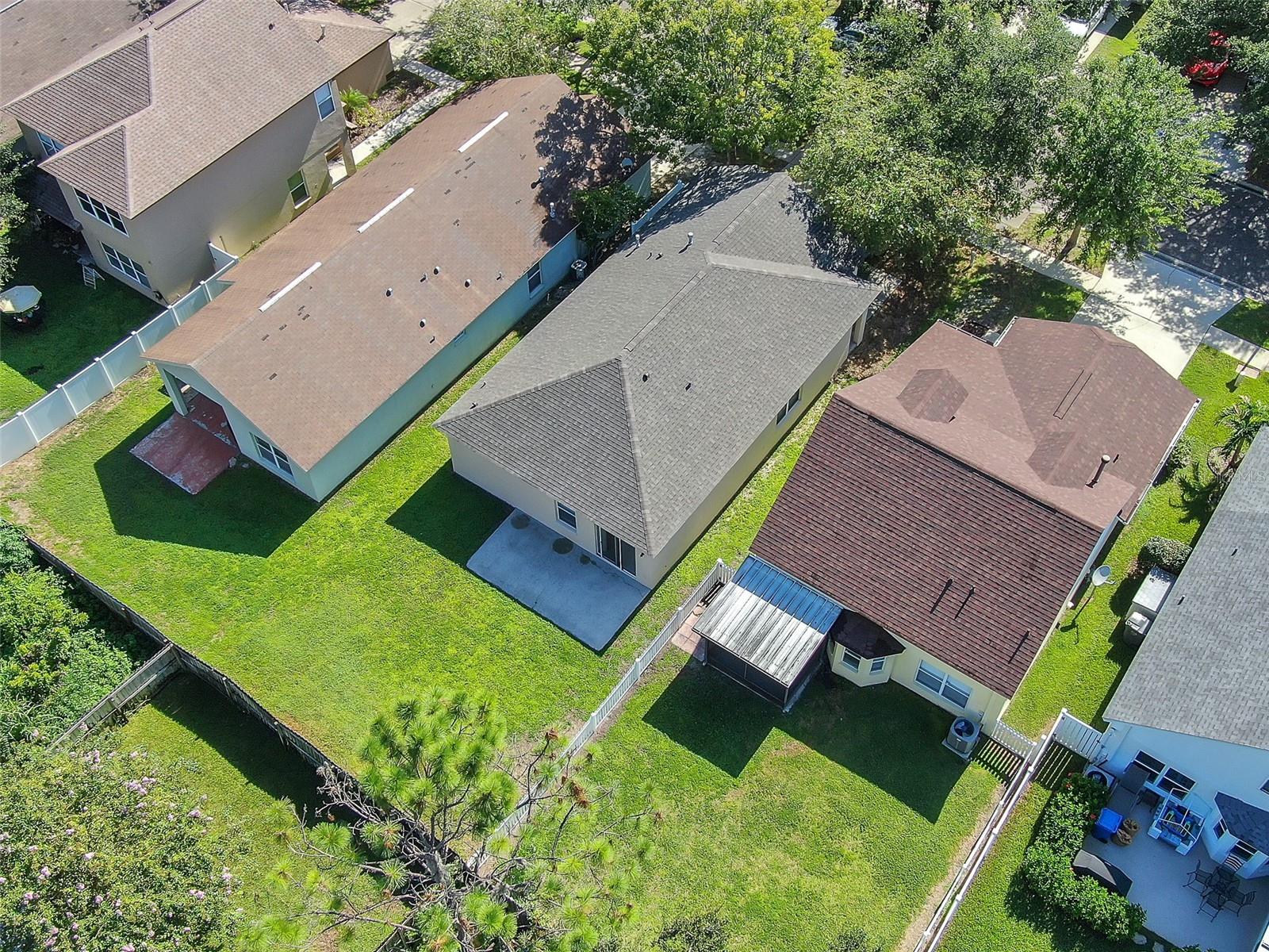 Aerial view of backyard