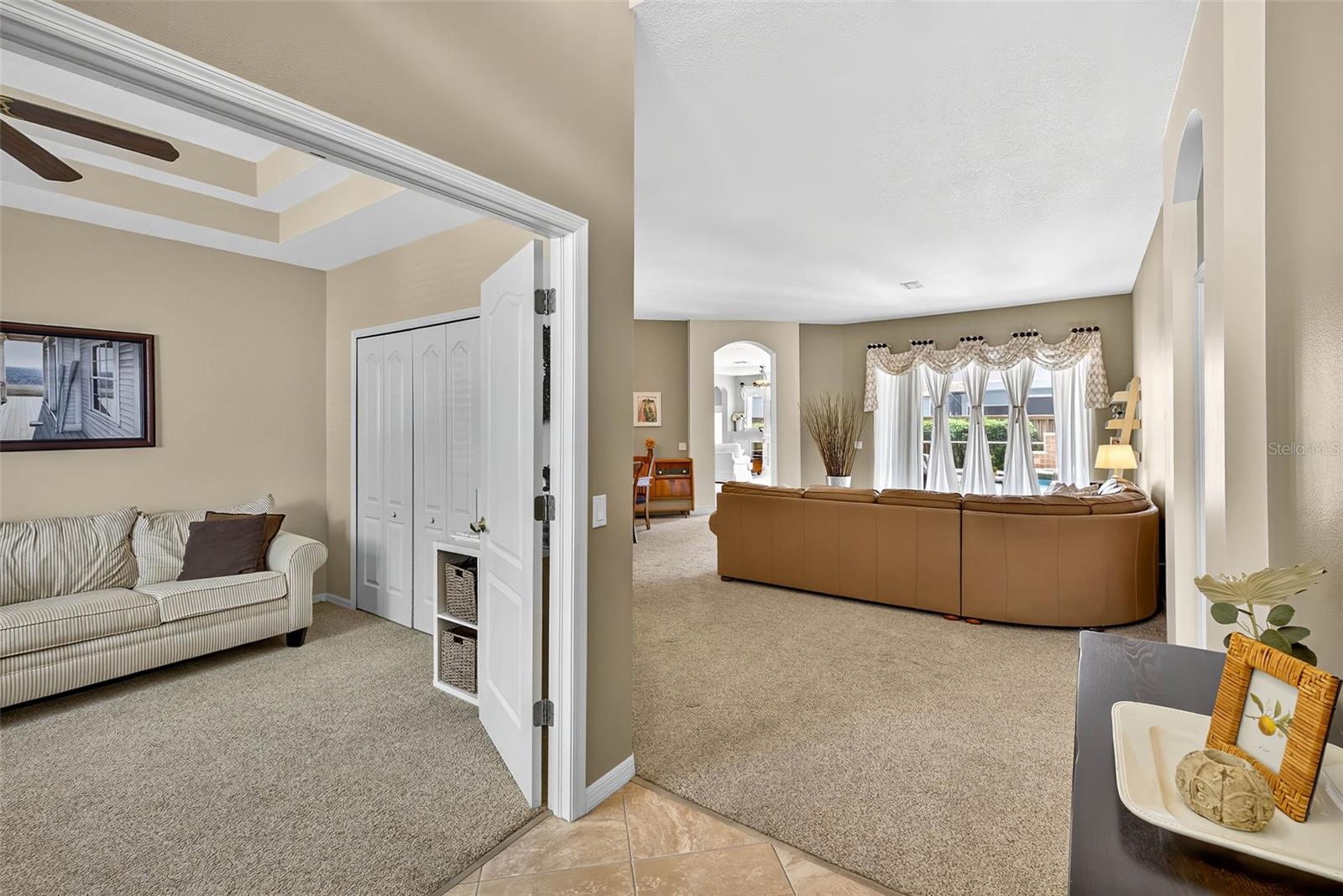 Separate office adjacent to spacious living/dining area