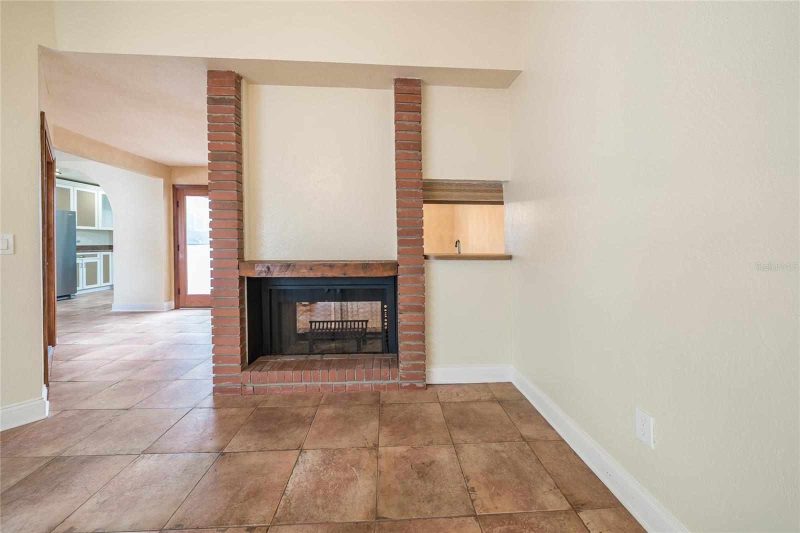 back-to-back fireplace