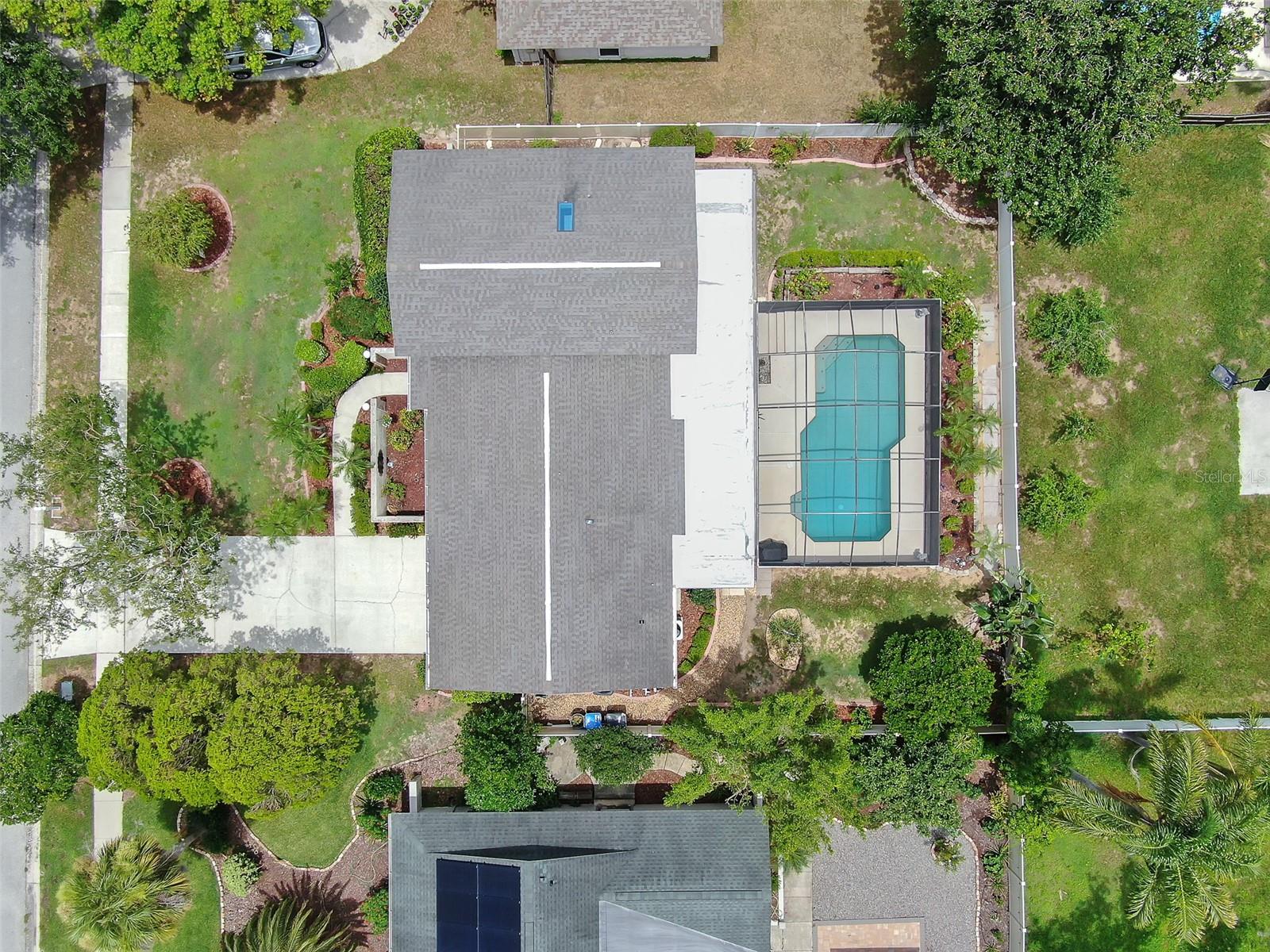 Aerial picture of this tri-level home and lot.