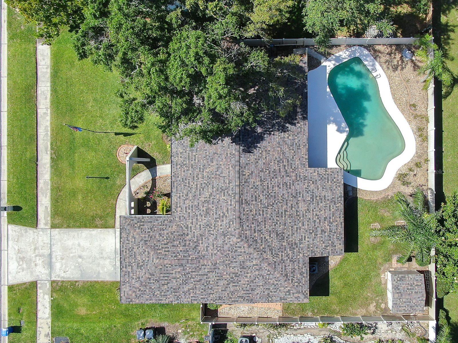 Aerial View of lot - Roof replaced in 2021.