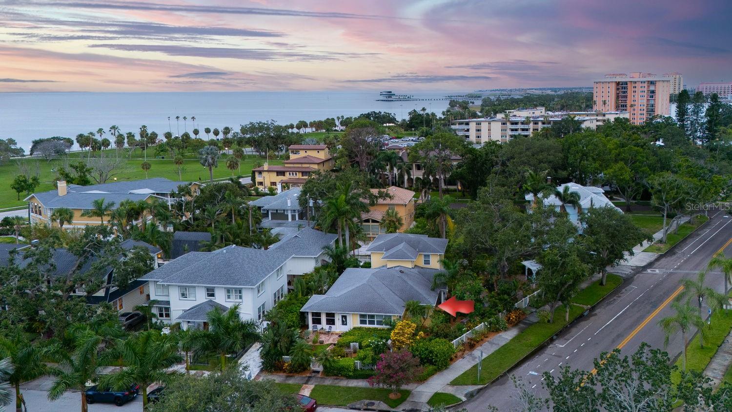 Drone view with home and close location to downtown St Pete!!!