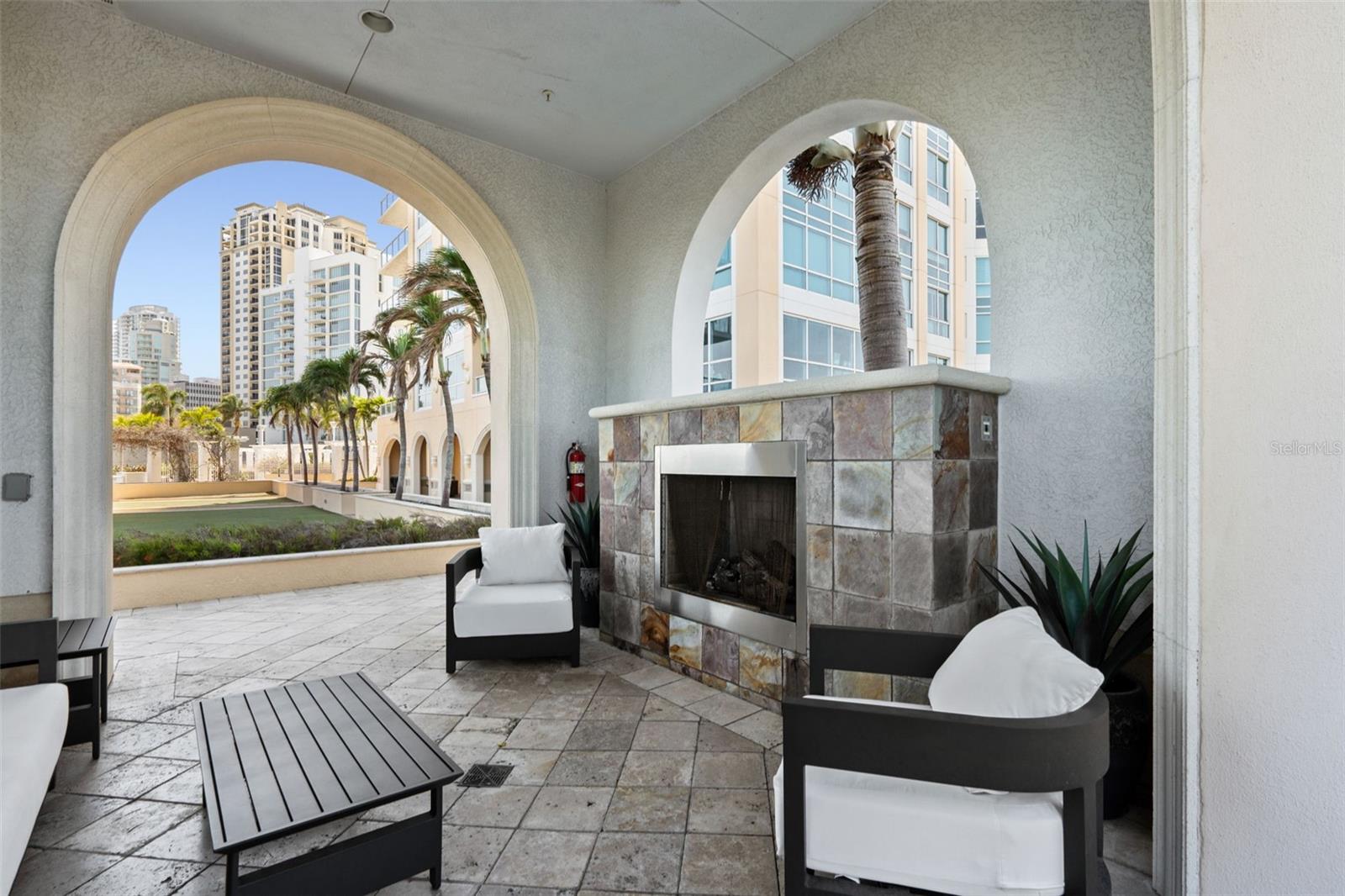 Gather around the cozy fire pit.