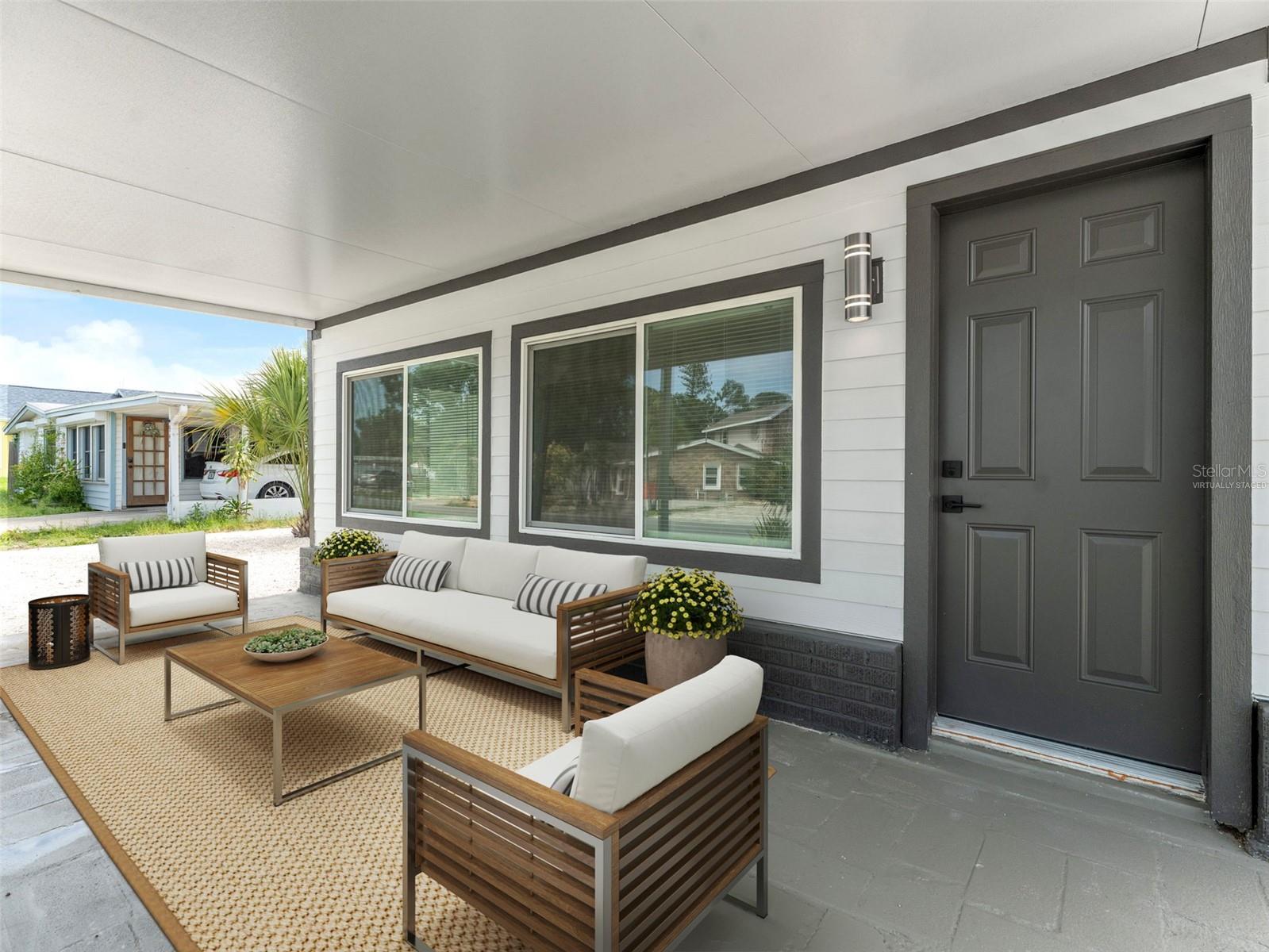 Virtually staged front porch