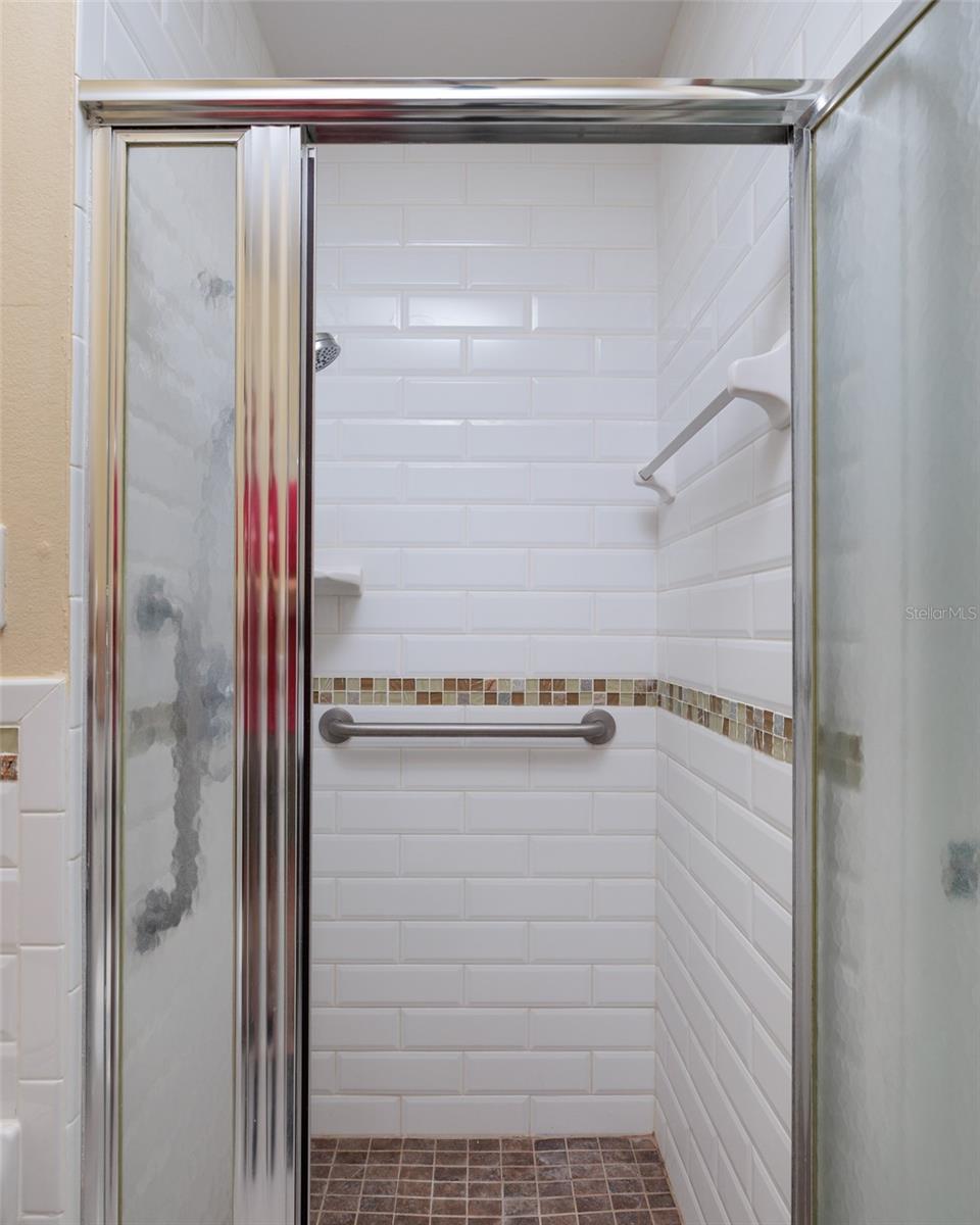 Primary Bedroom Shower w/Travertine Floor