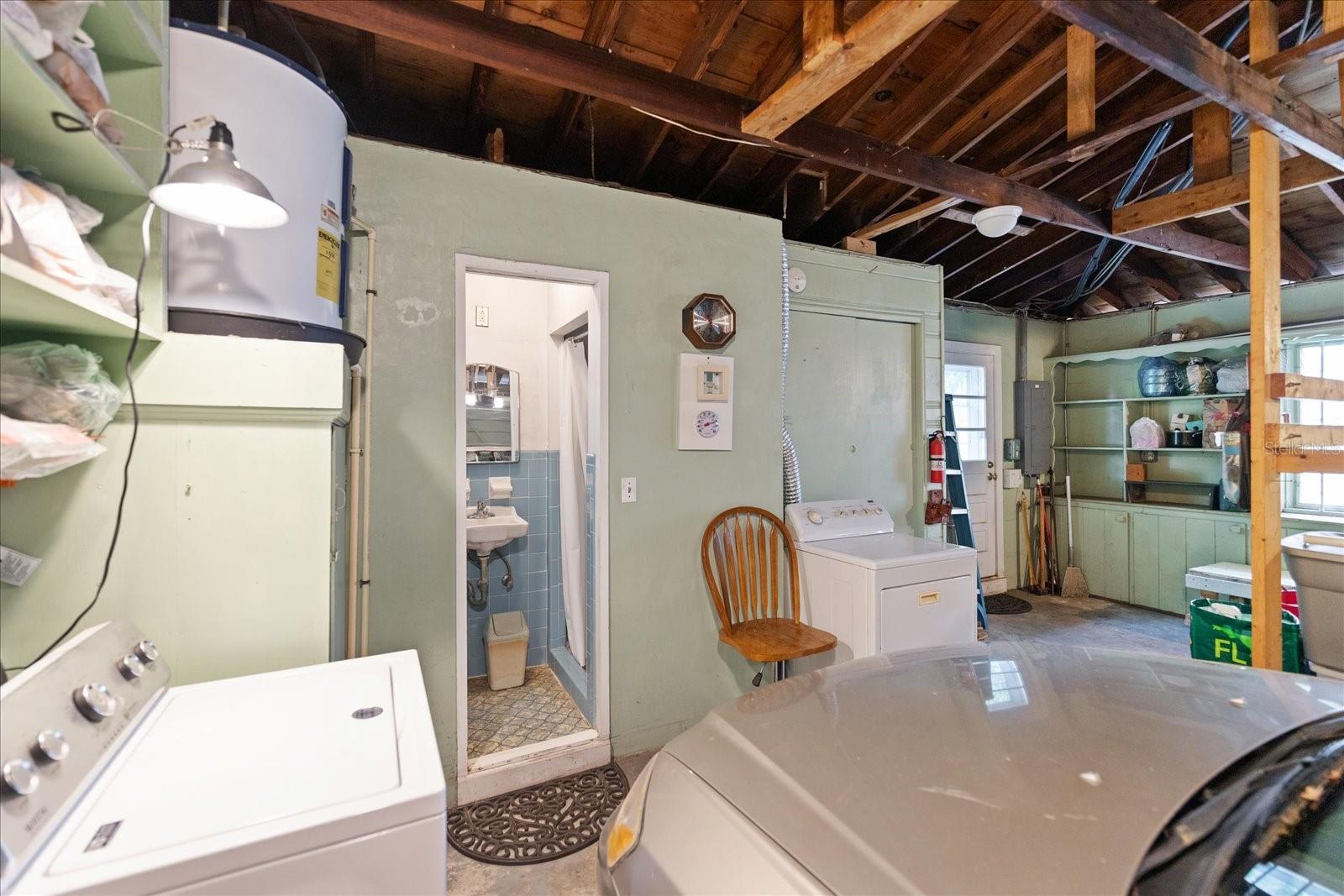 Garage Laundry and Bathroom