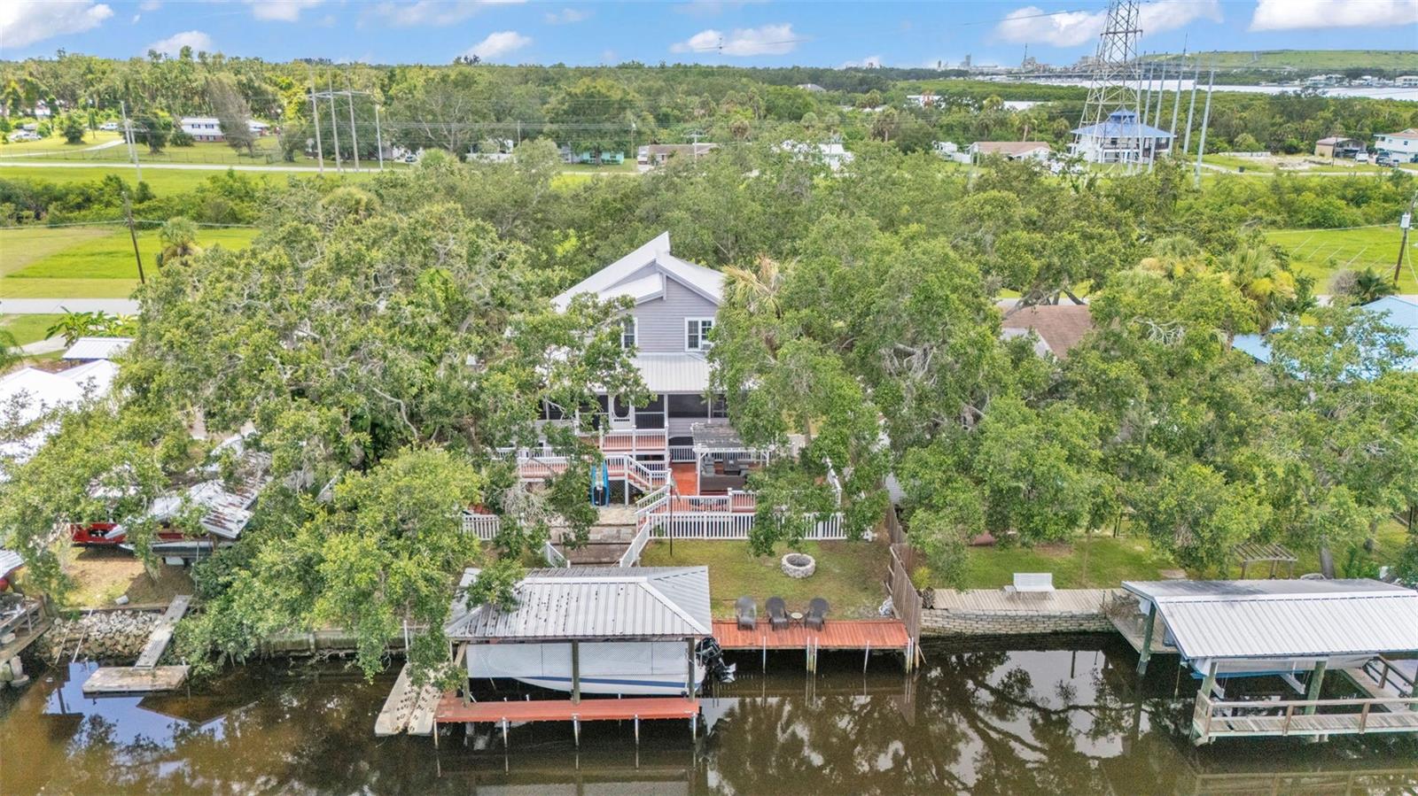 Aerial View from the Alafia River facing the back of the property
