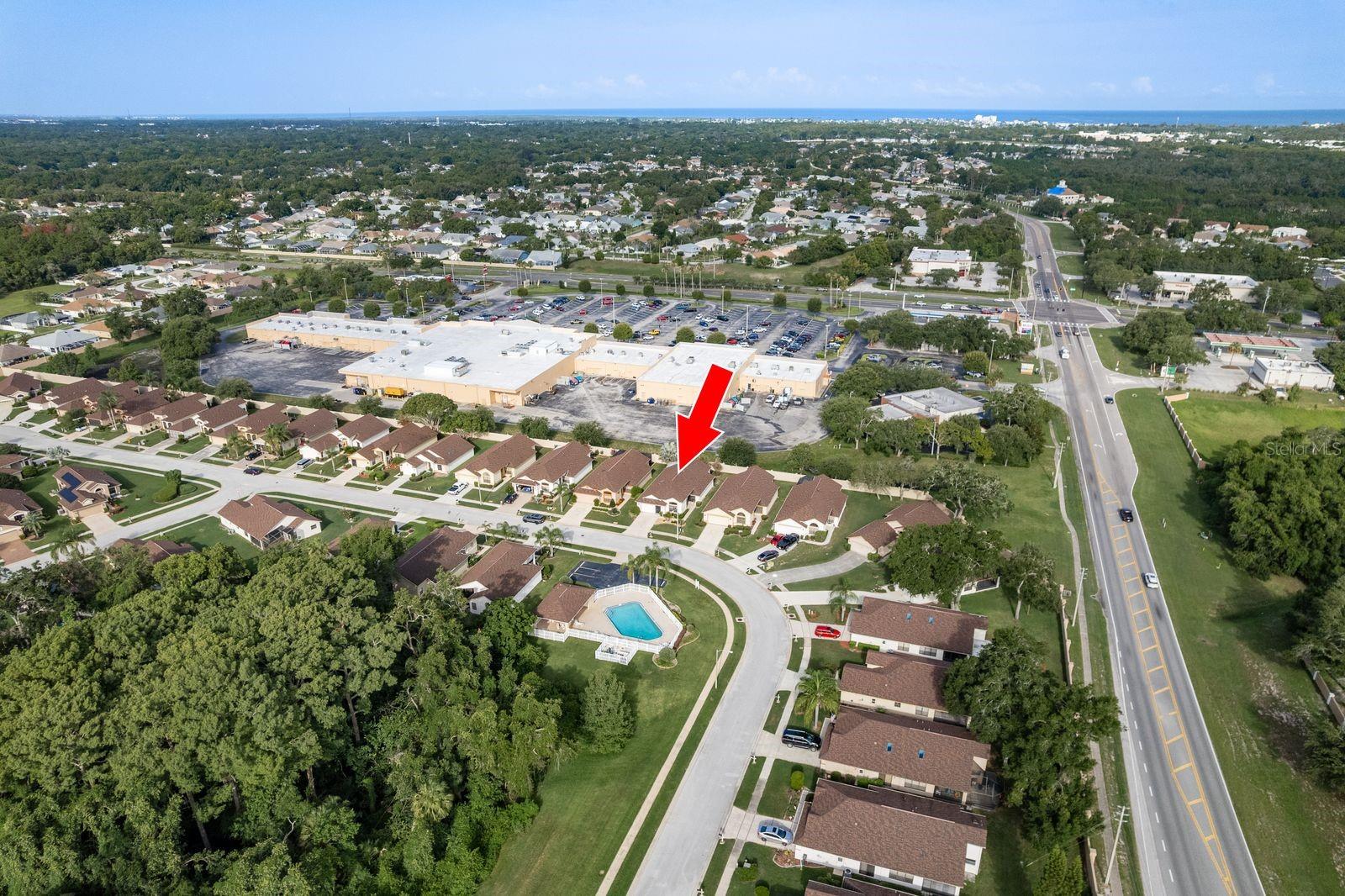Aerial View. Quiet street directly across from community pool