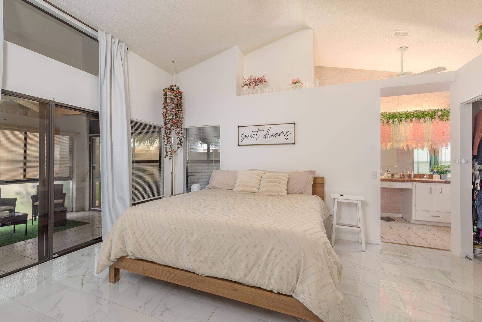 Spacious Primary Bedroom with High Ceilings