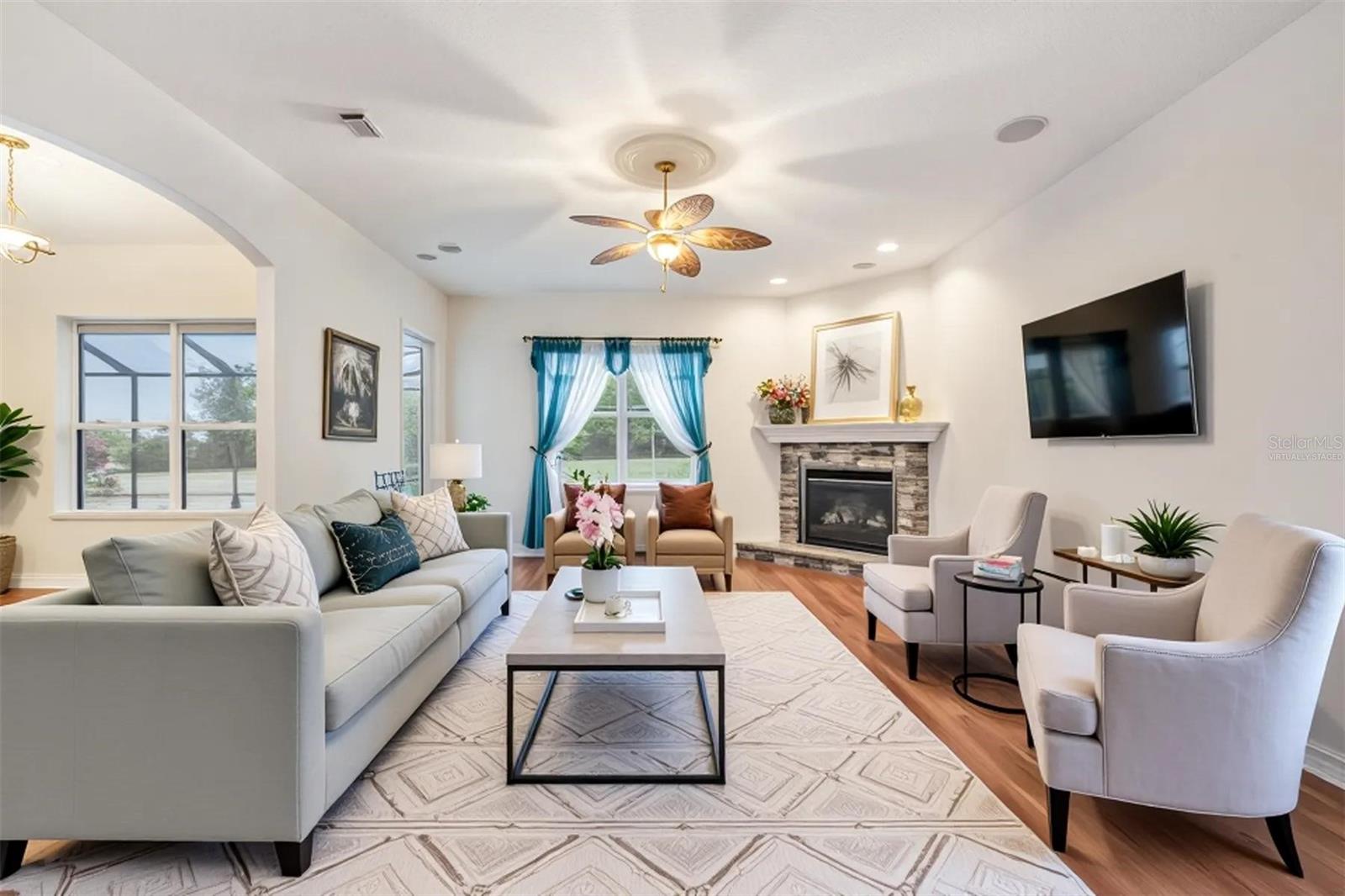 virtually staged formal living room
