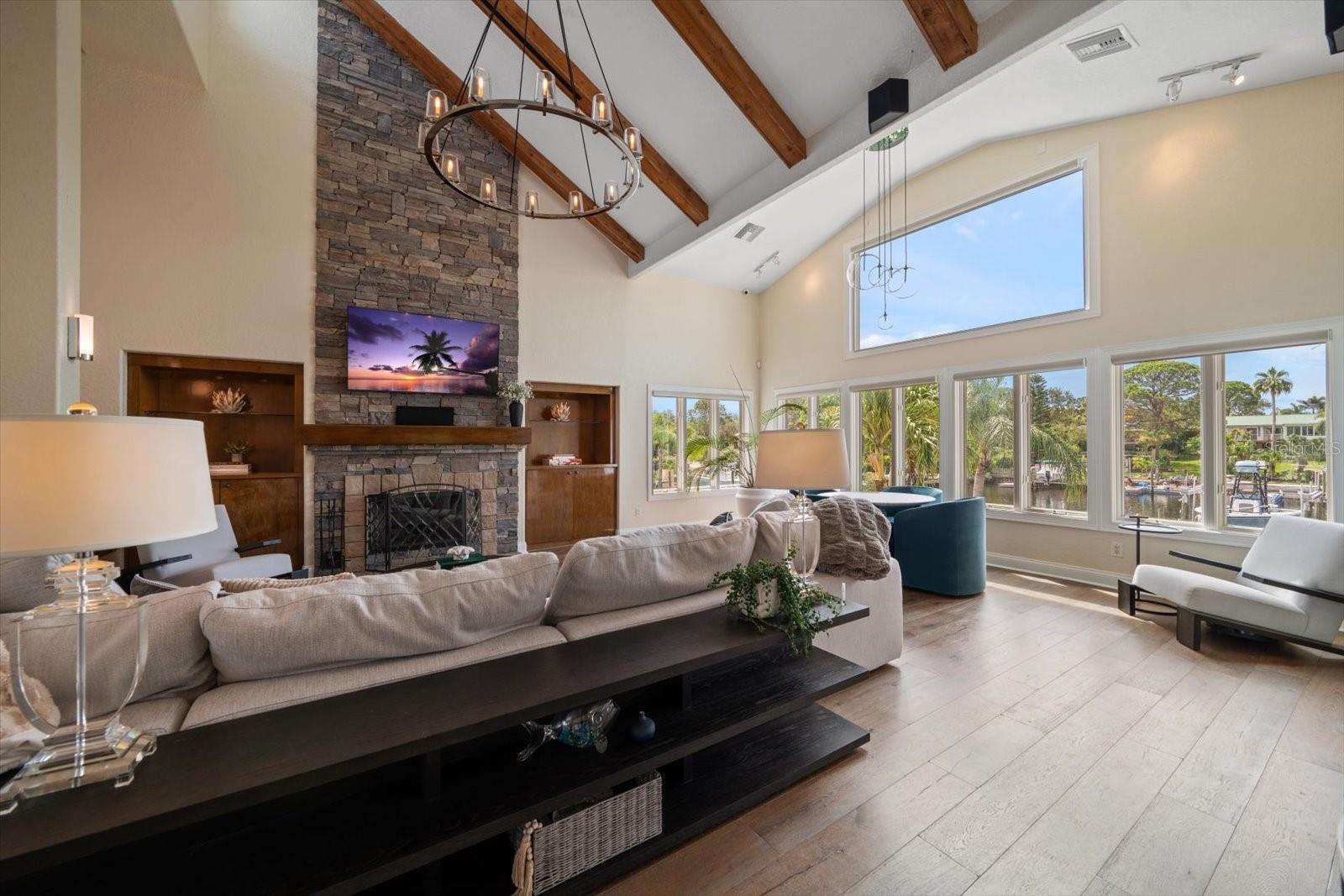 Living Room with Vaulted Ceiling