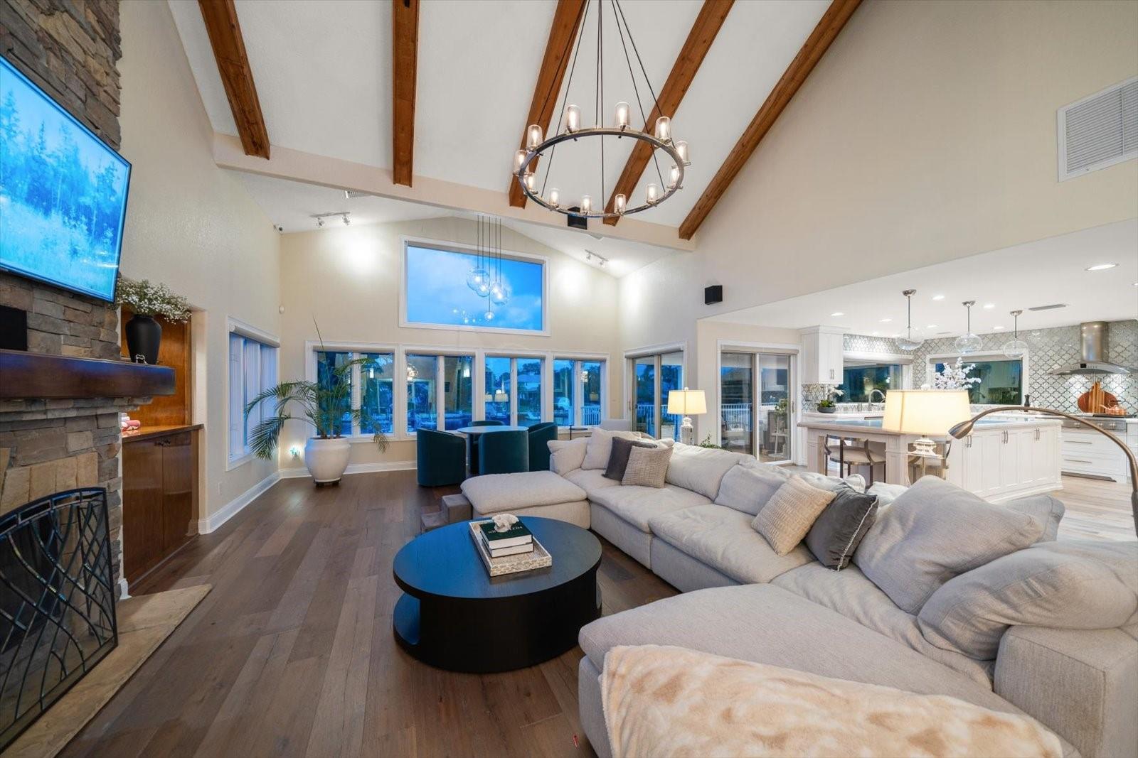 Large Family Room with Wood Burning Fireplace
