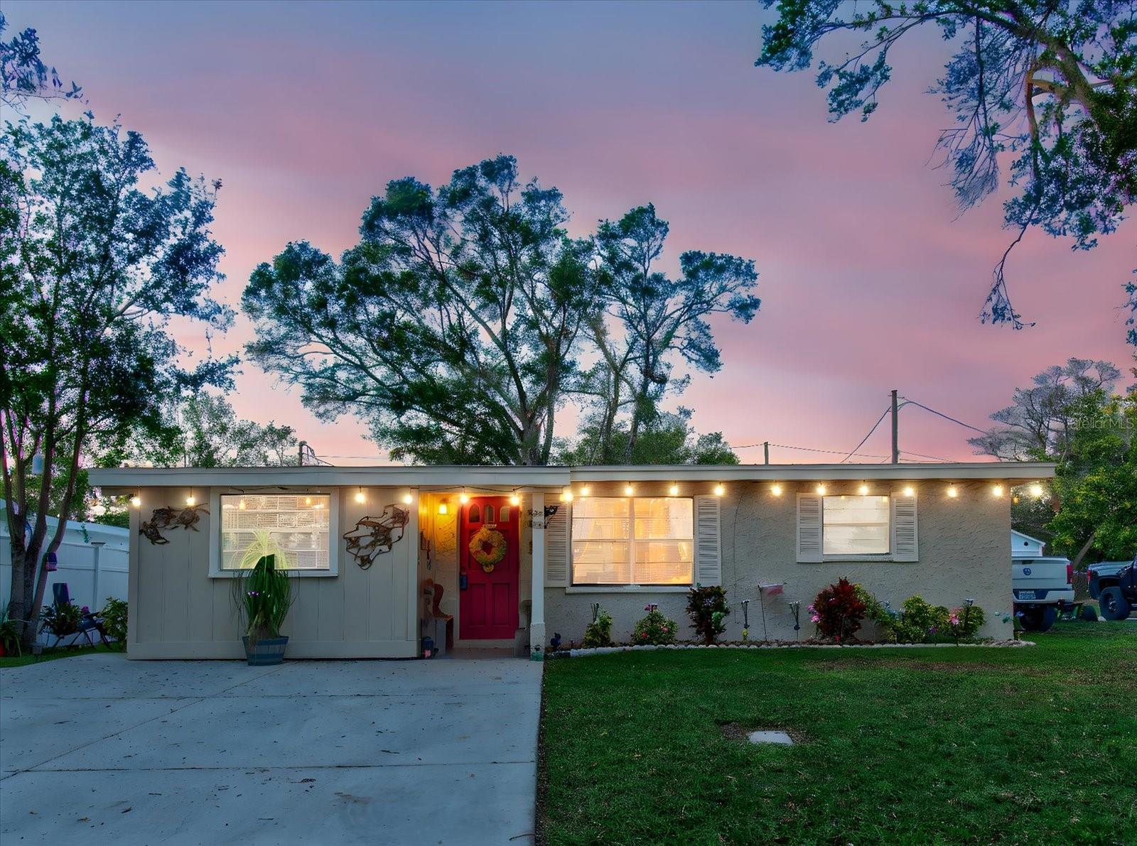 Front of House At Sunset