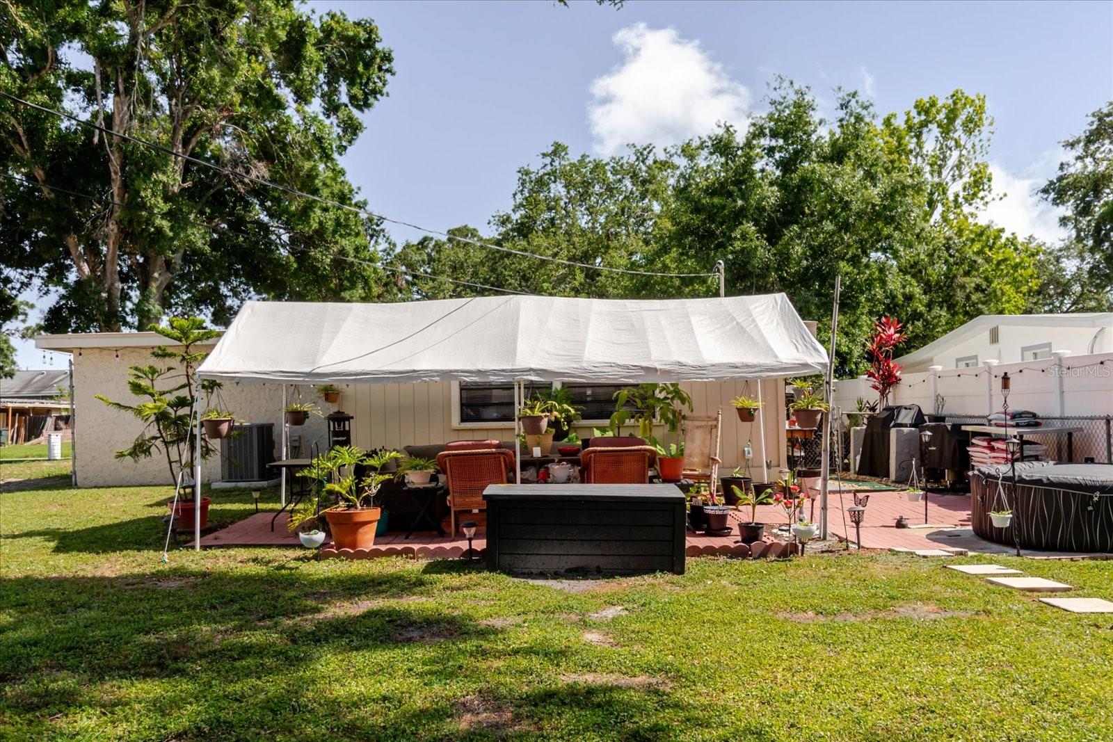 Backyard View Of Cover Patio Area