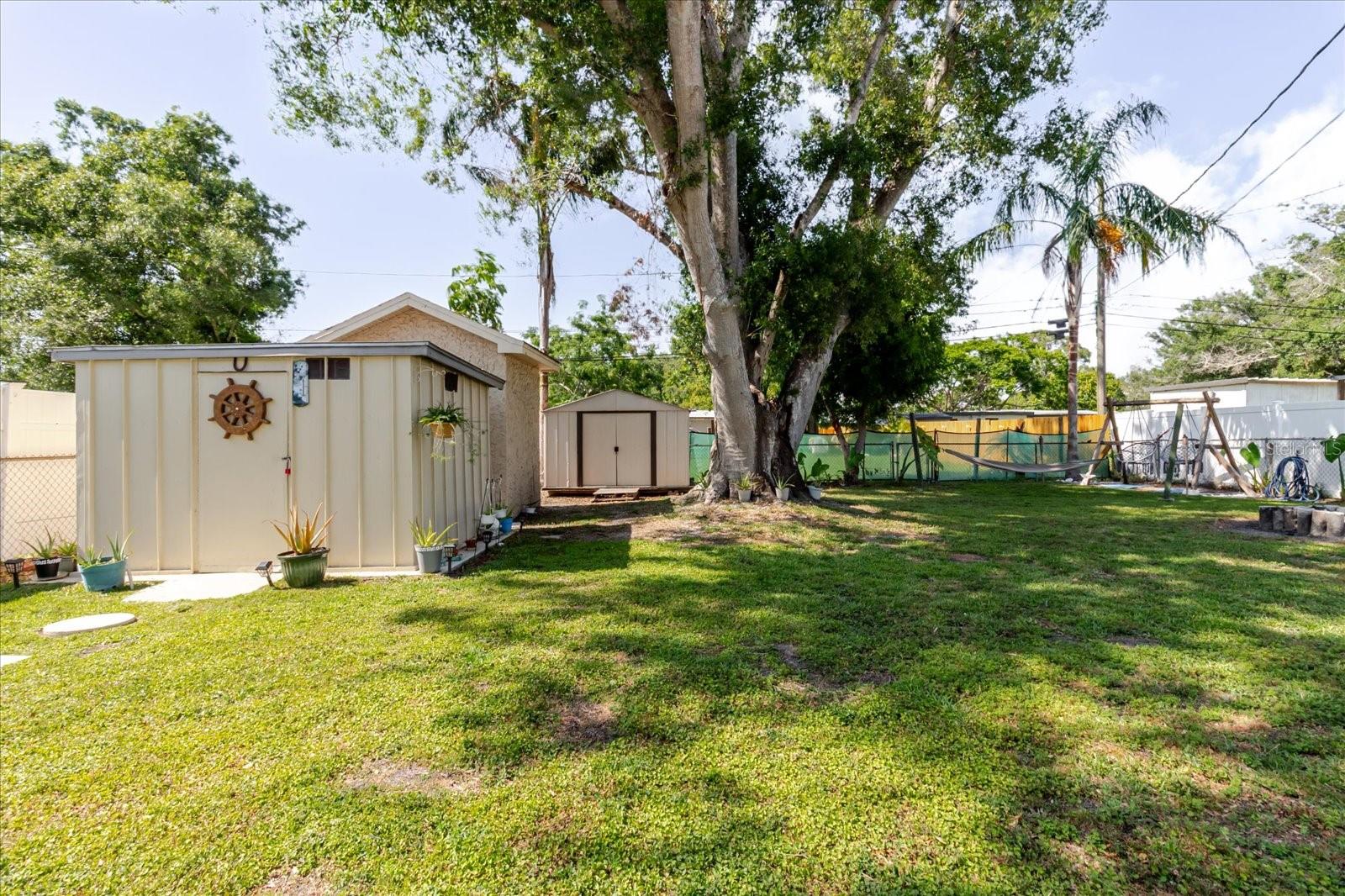 Three Sheds Provide Ample Storage. All Sheds Stay