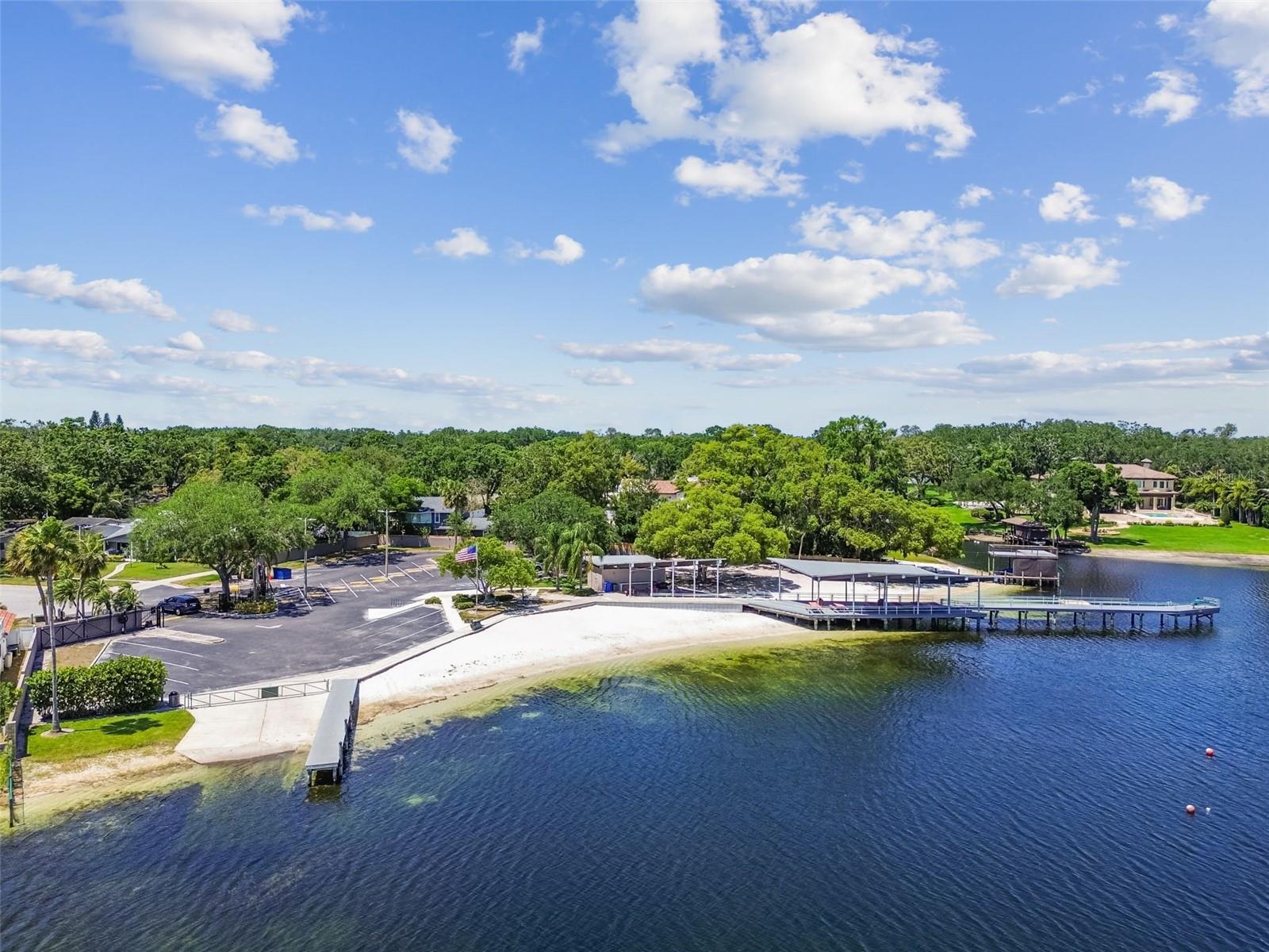 Private community beach on Lake Carroll
