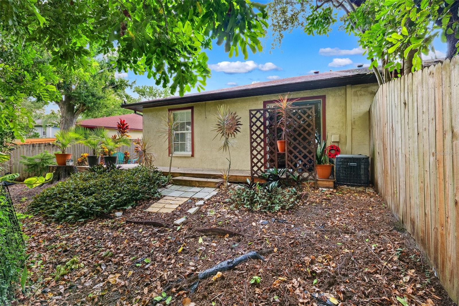 Fully fenced in yard
