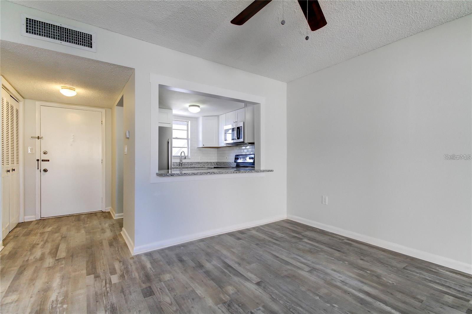 Entry, kitchen and dining area
