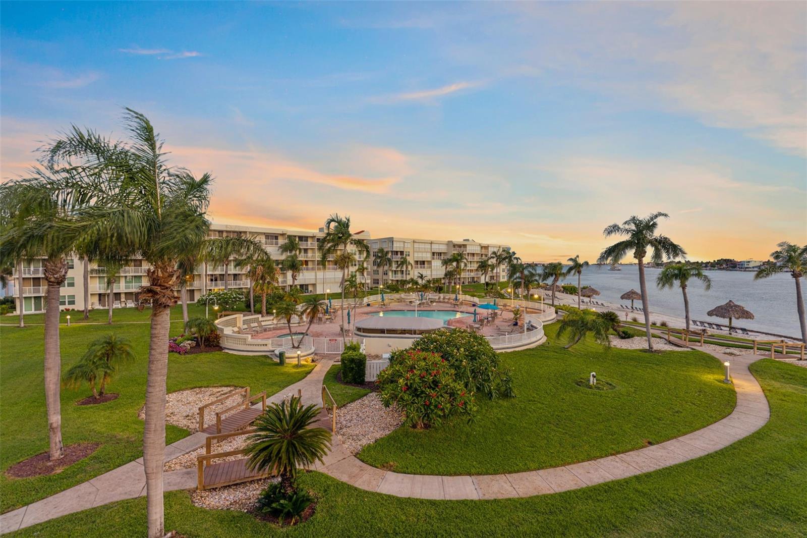 Sunset View of Pool From Balcony
