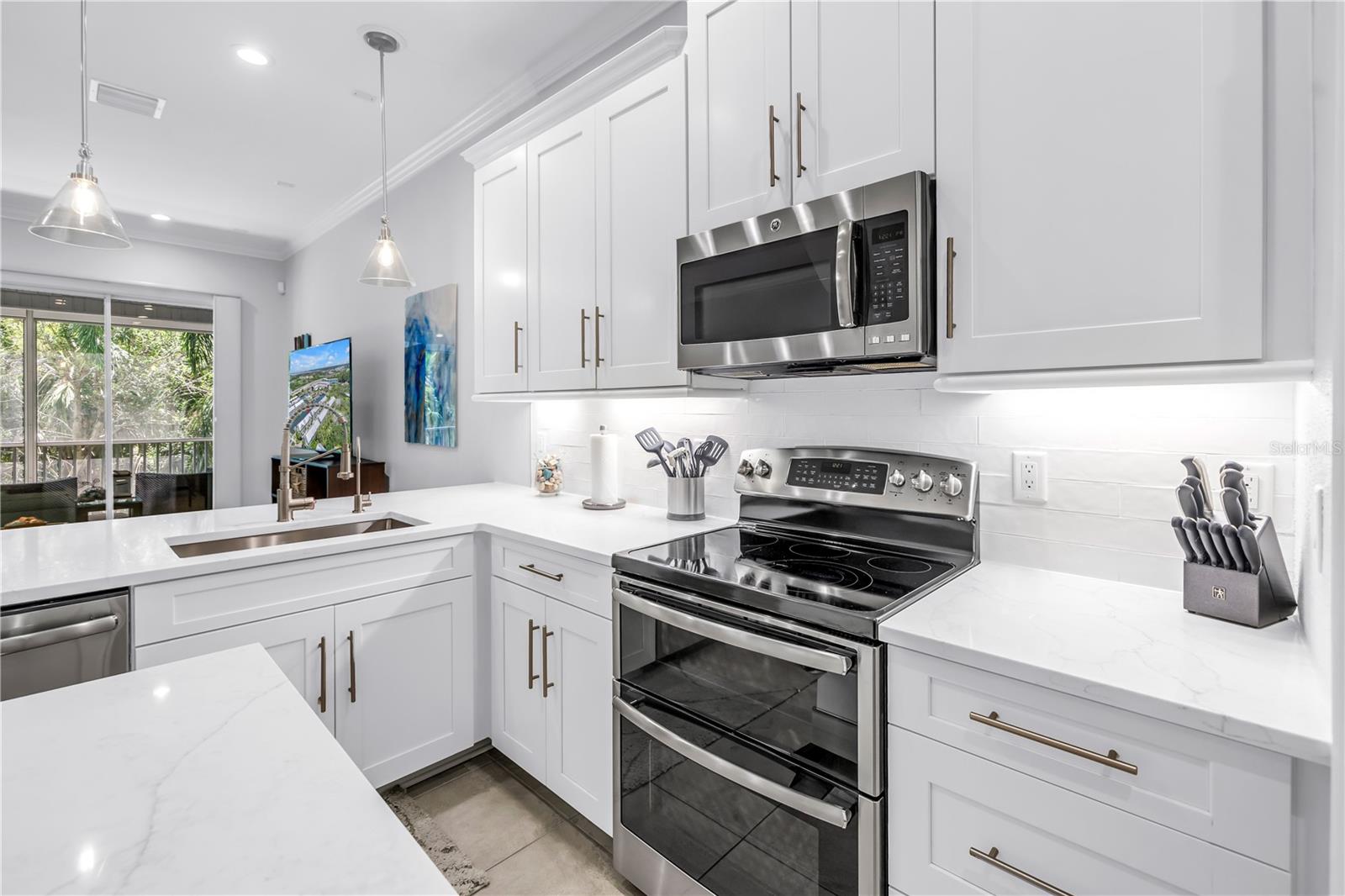 Kitchen with double oven range