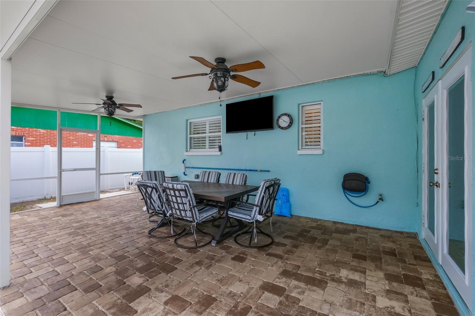 Covered party porch.
