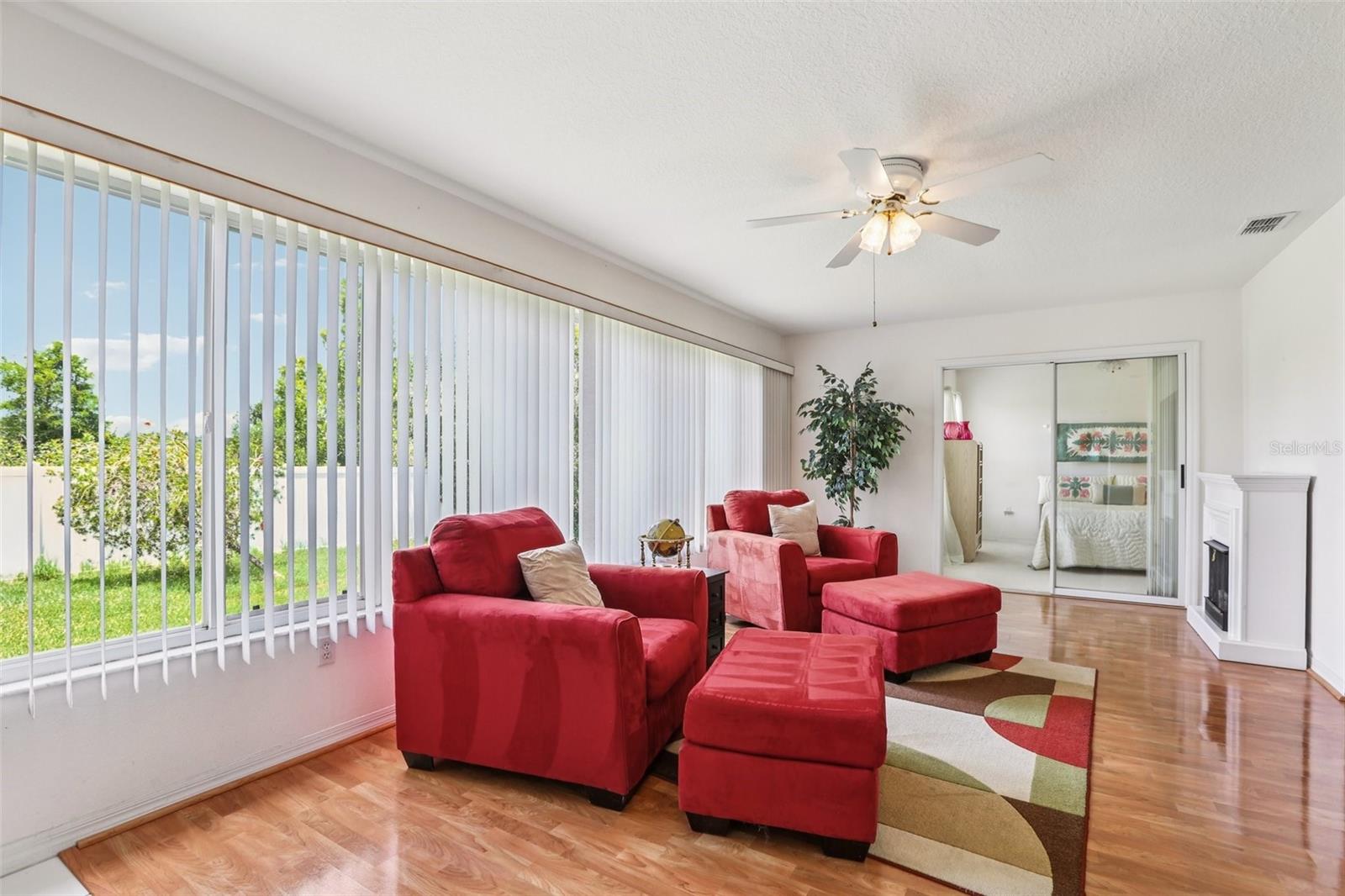 Florida room with view to secondary bedroom.
