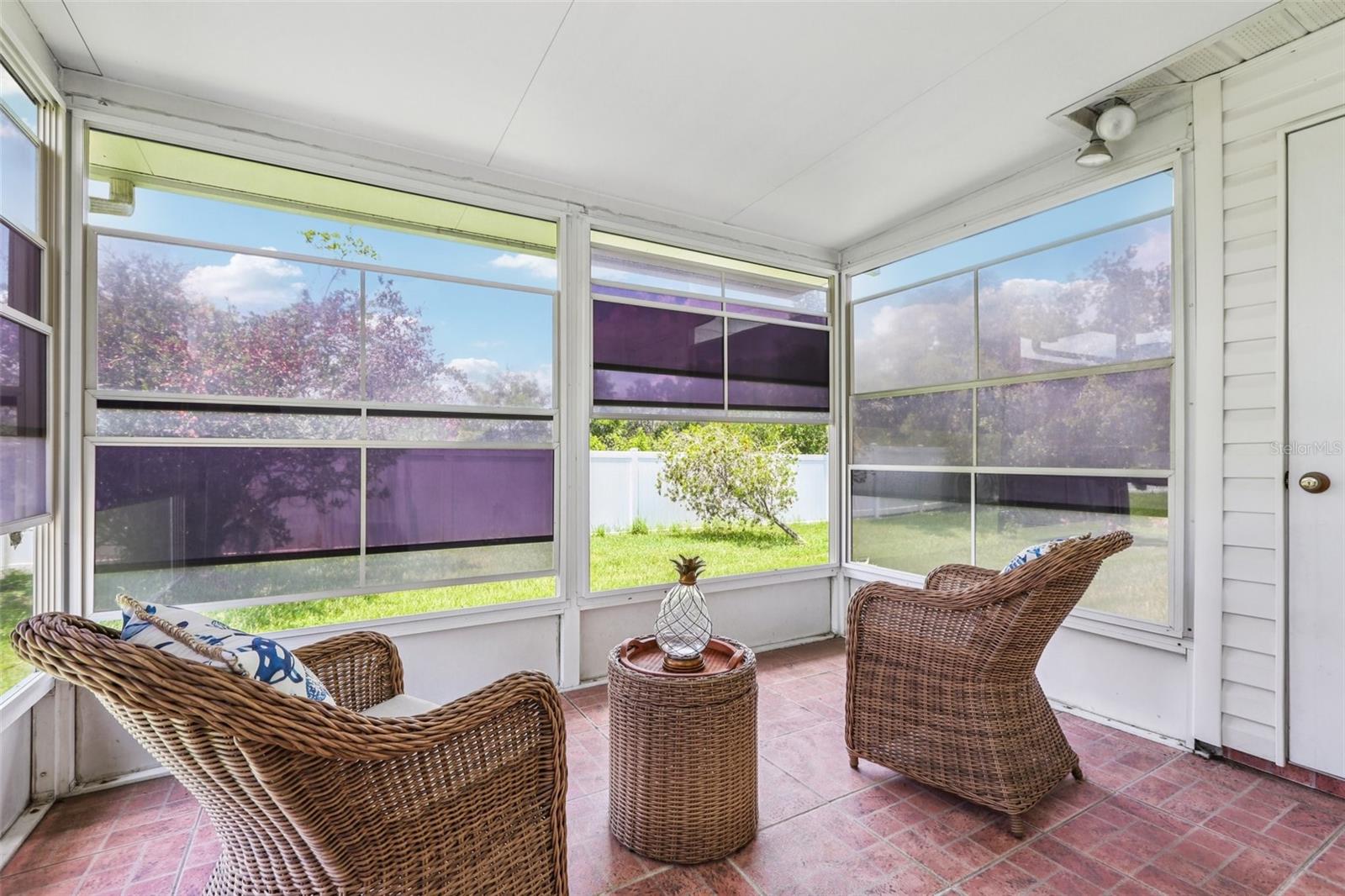 Screened lanai with tile floor
