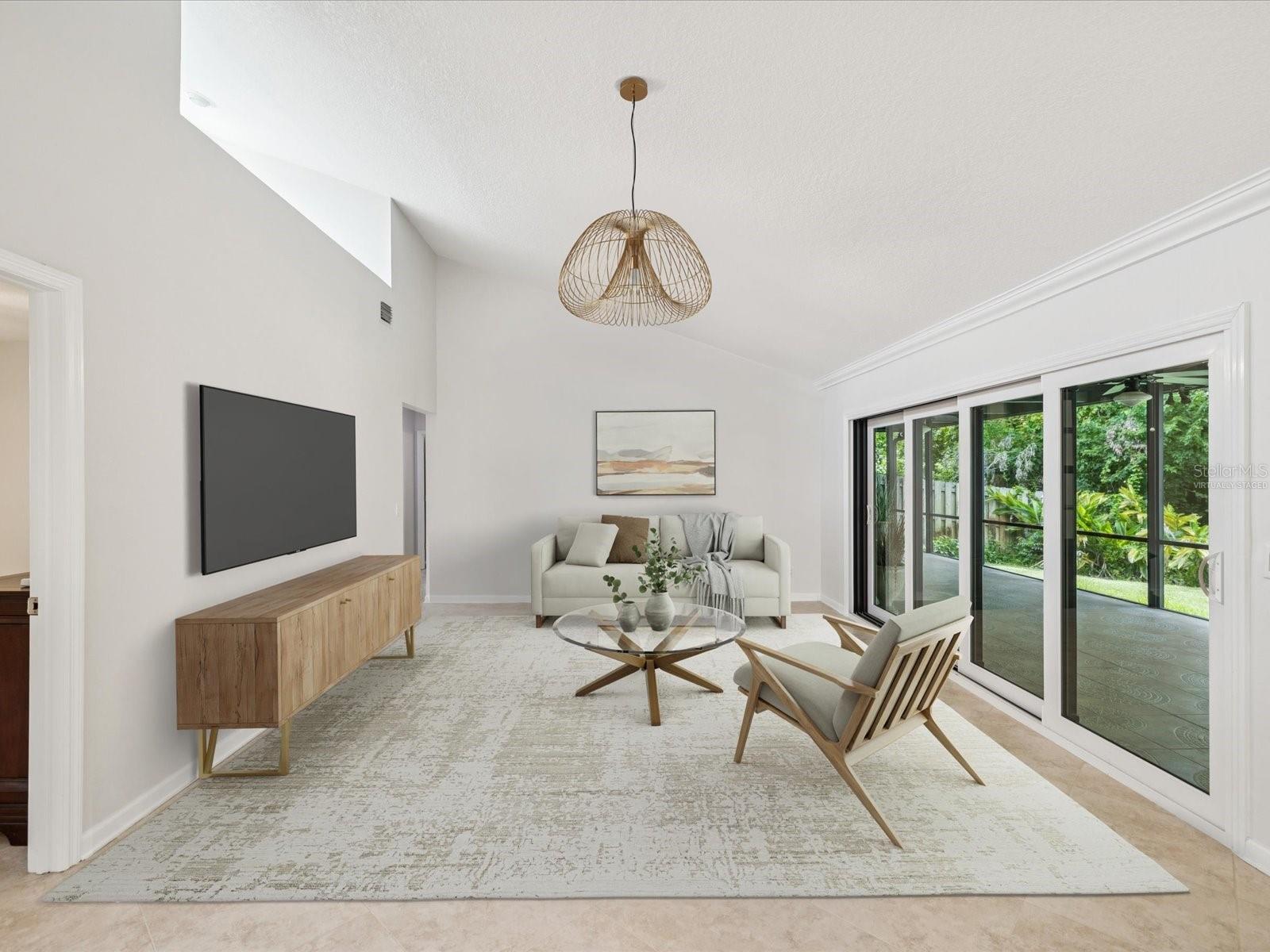 Family room virtually staged