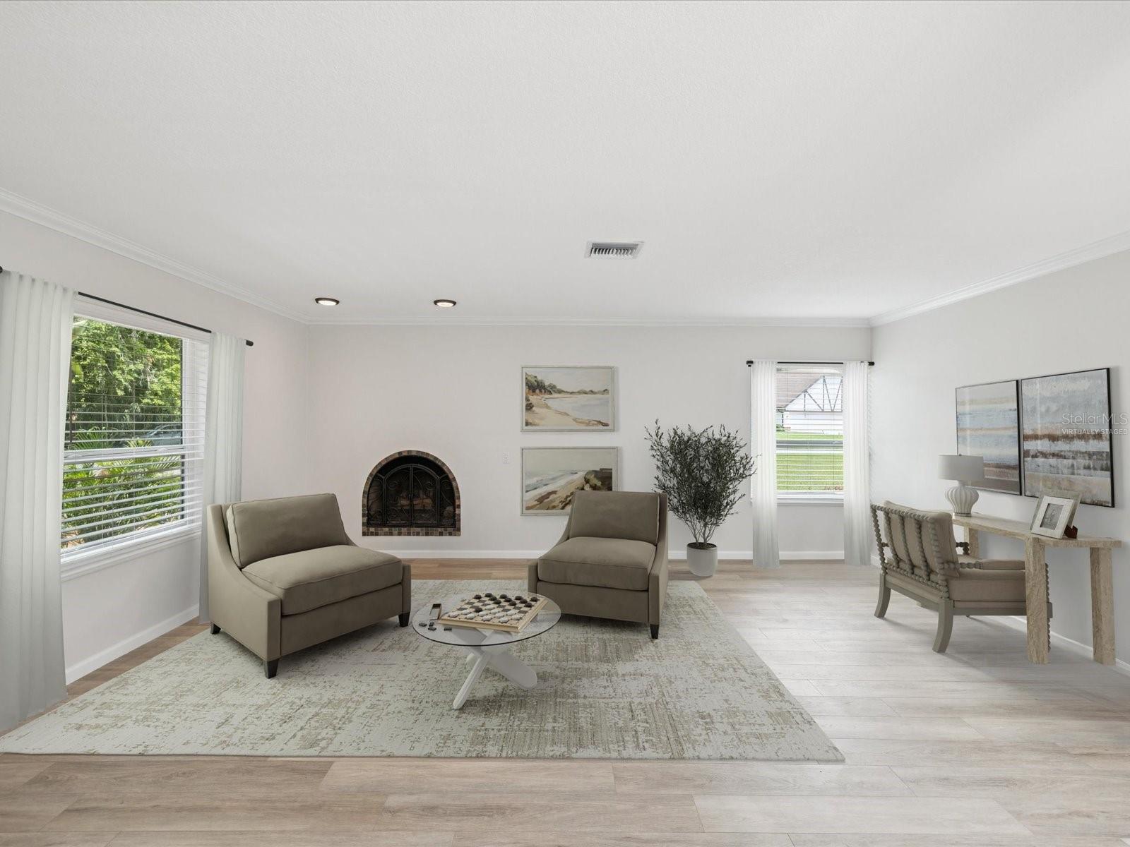 Living room virtually staged