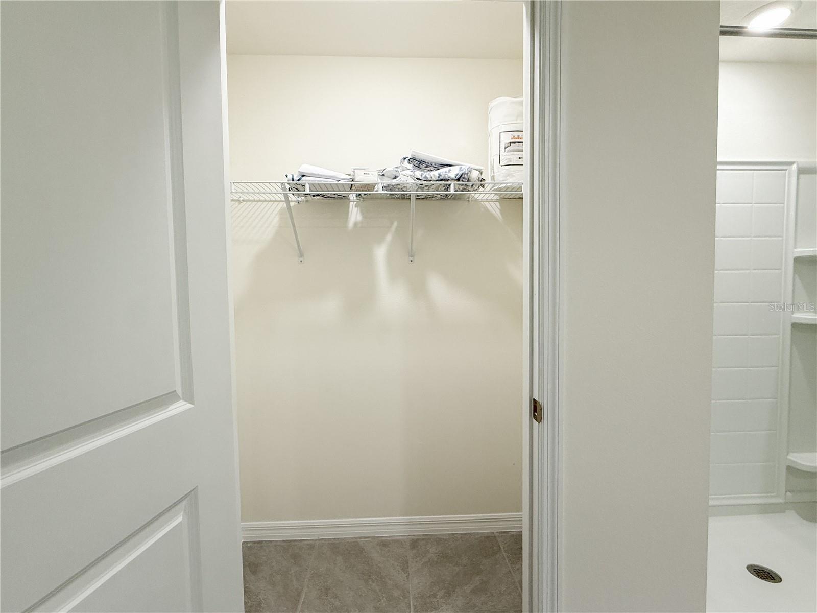 Primary bathroom linen closet