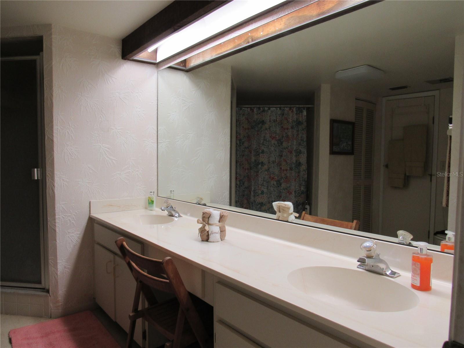 Large Primary Bathroom with double sinks.