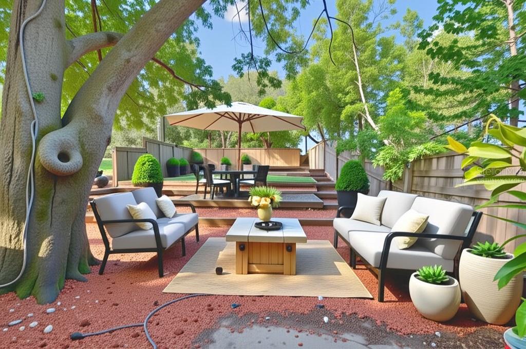 “virtually staged” back tierd lawn