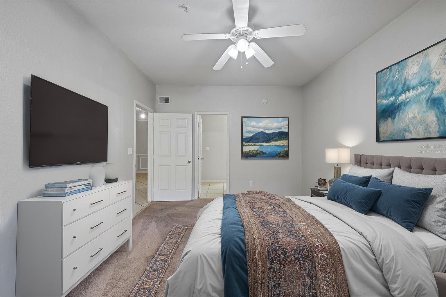 Virtually staged bedroom
